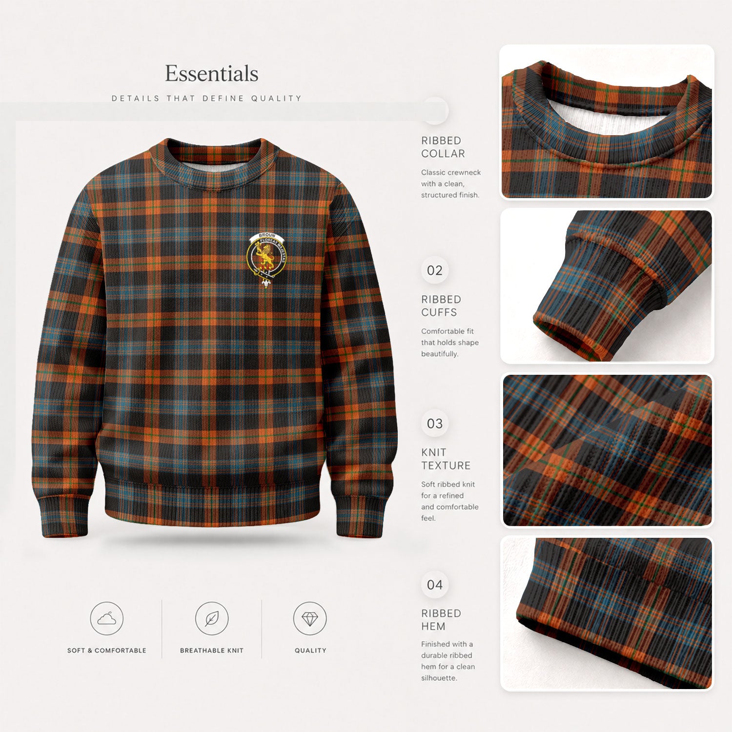 Broun Ancient Tartan Crest Sweater