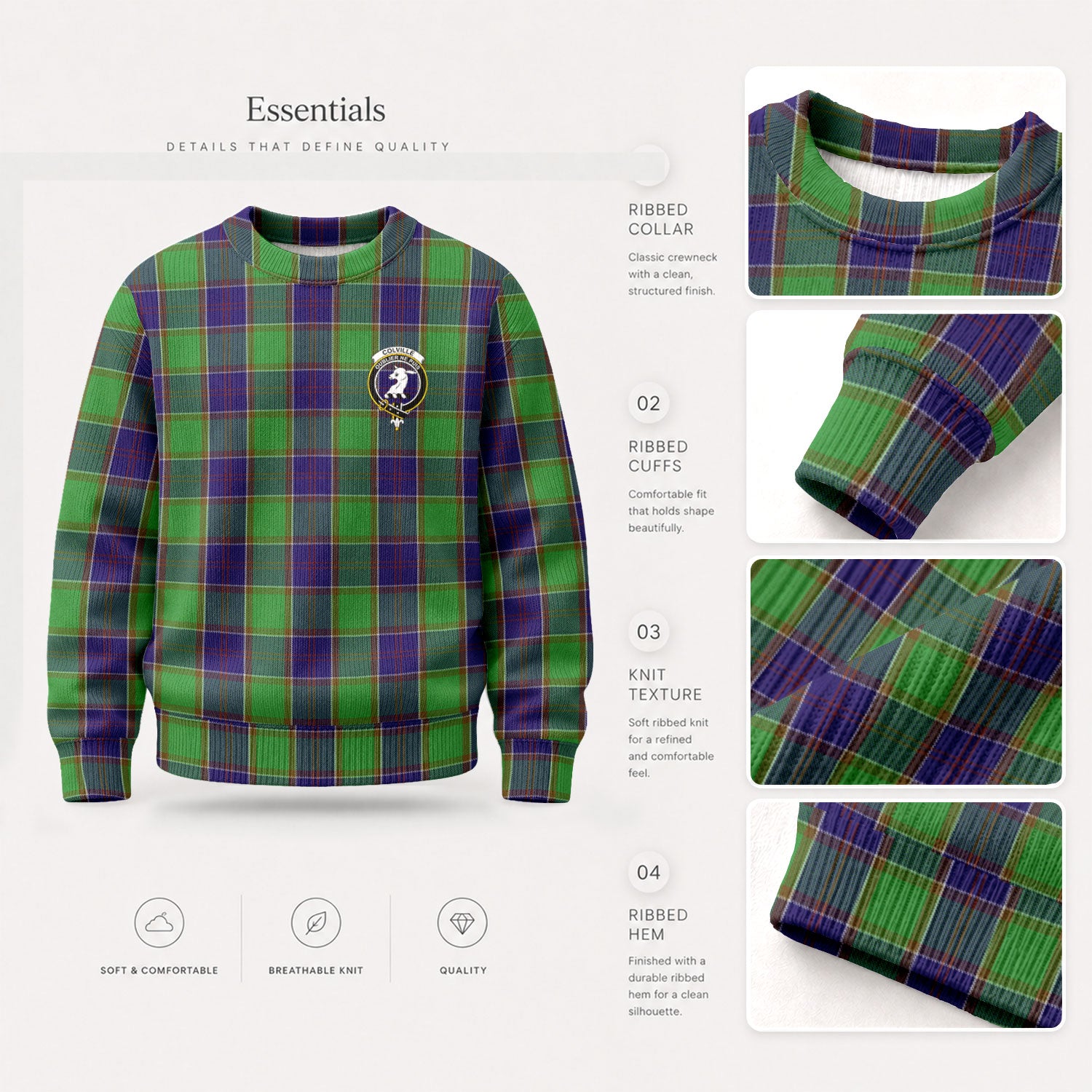 Colville Tartan Crest Sweater