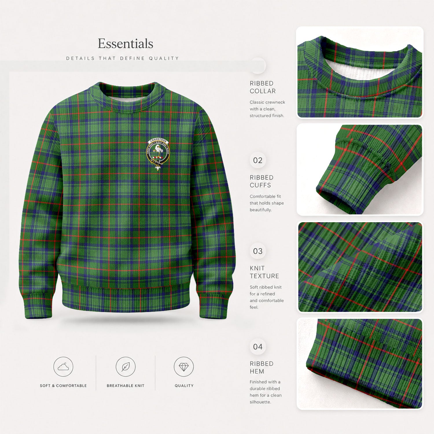 Cranstoun Tartan Crest Sweater