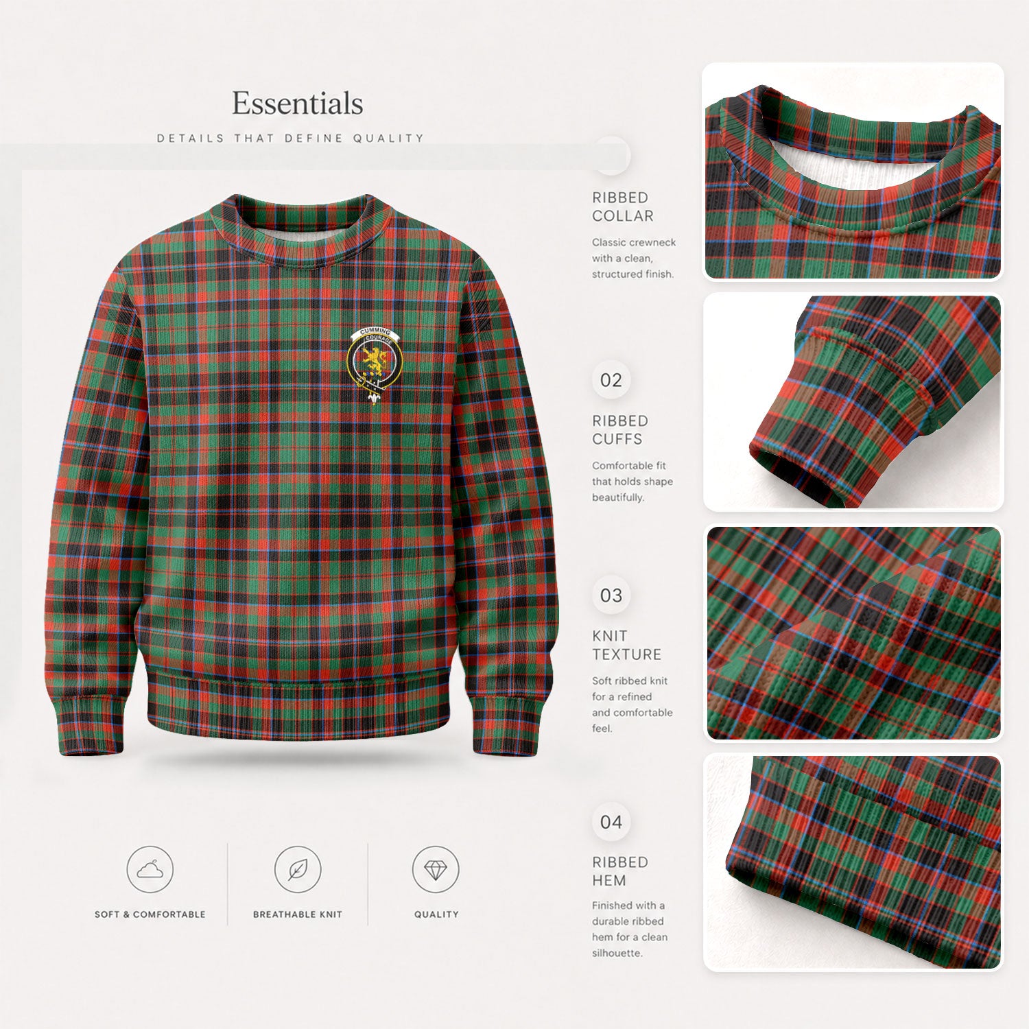 Cumming Hunting Ancient Tartan Crest Sweater