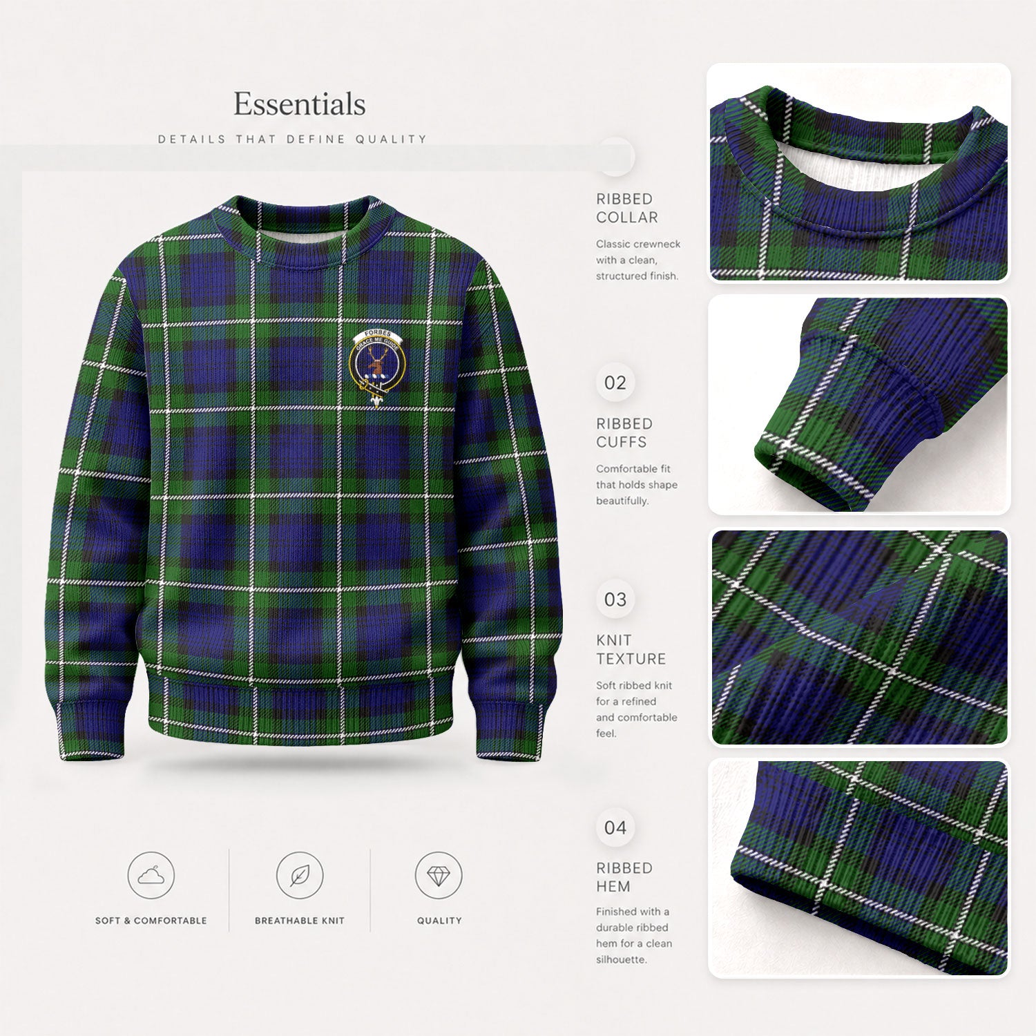 Forbes Modern Tartan Crest Sweater