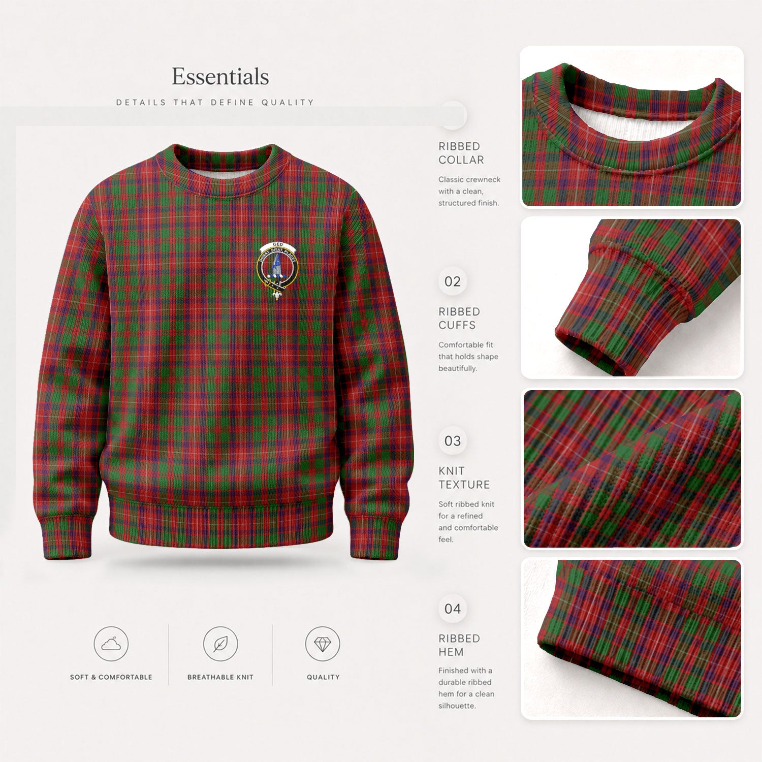 Ged Tartan Crest Sweater