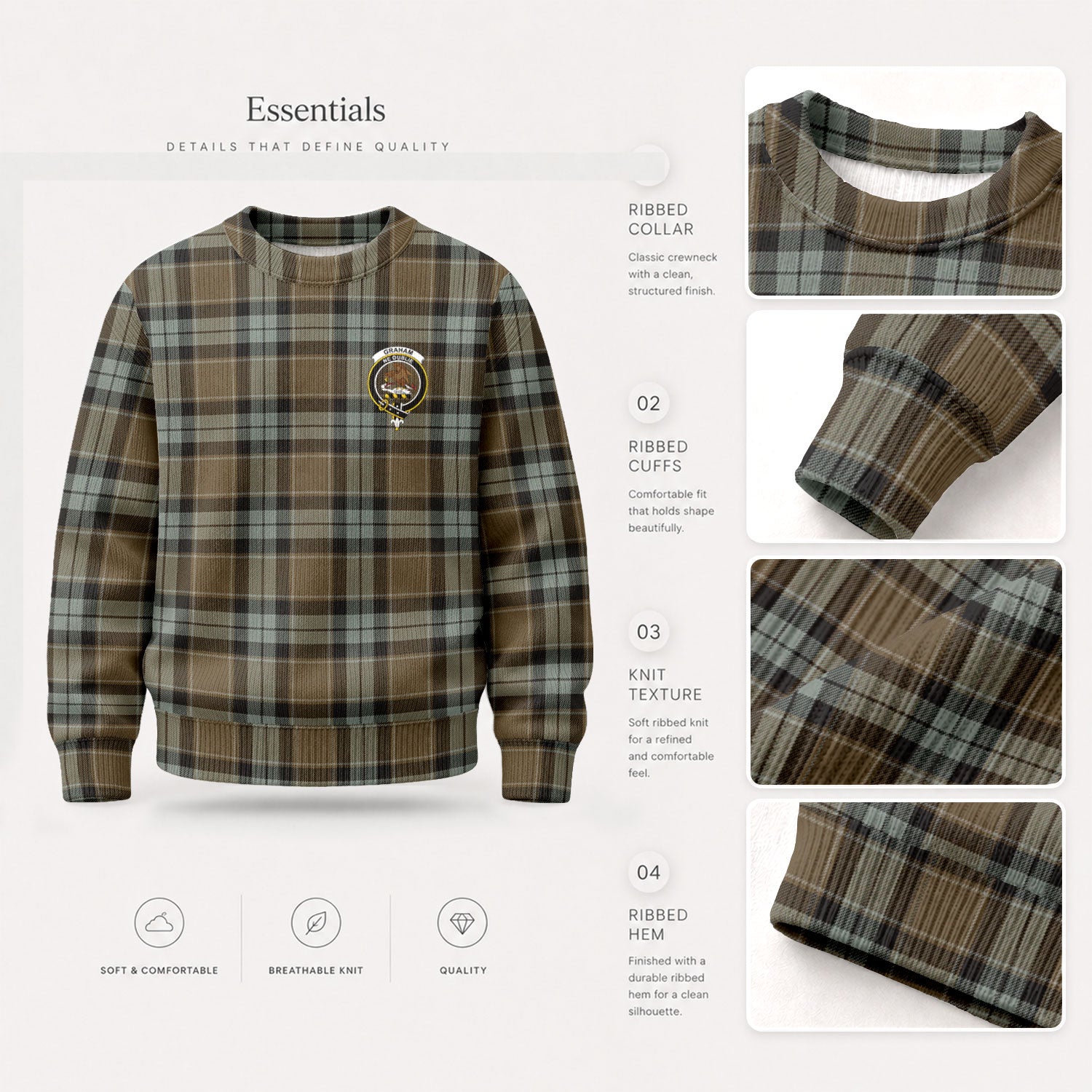 Graham of Menteith Weathered Tartan Crest Sweater