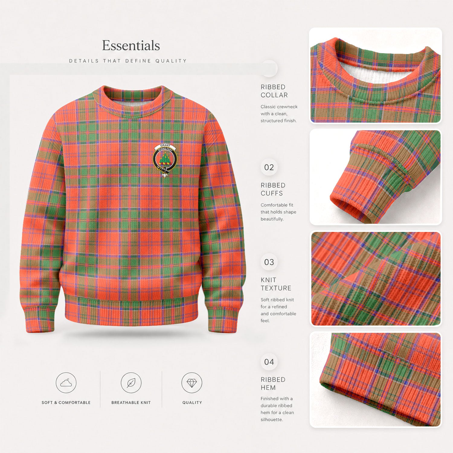 Grant Ancient Tartan Crest Sweater