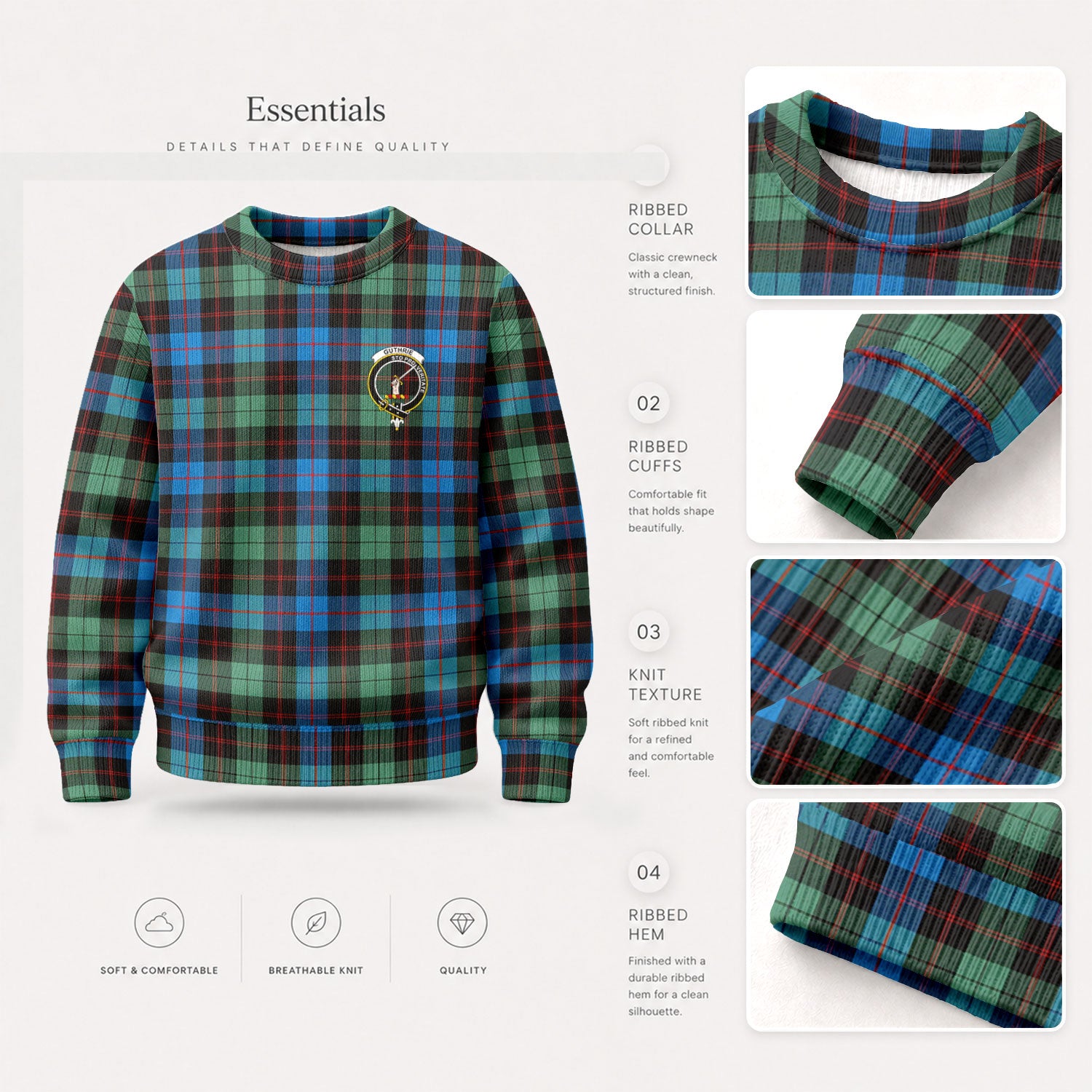 Guthrie Ancient Tartan Crest Sweater
