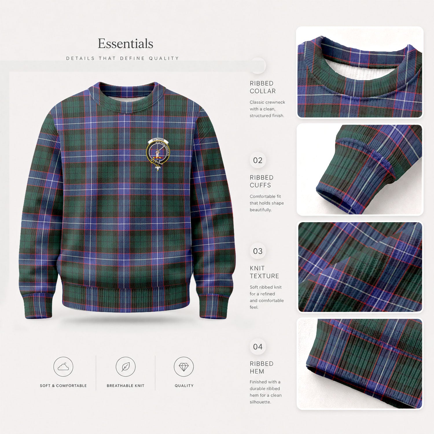 Guthrie Modern Tartan Crest Sweater
