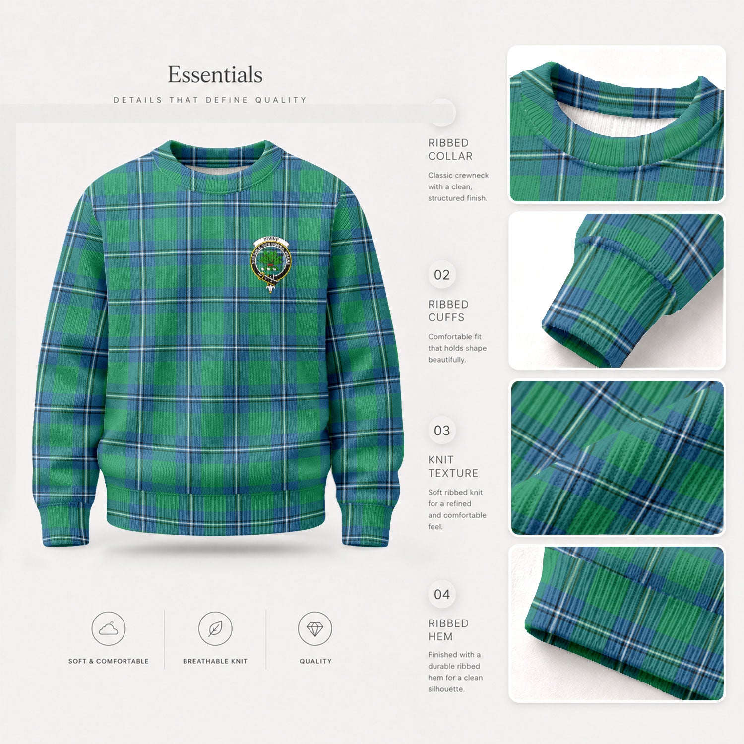 Irvine Ancient Tartan Crest Sweater