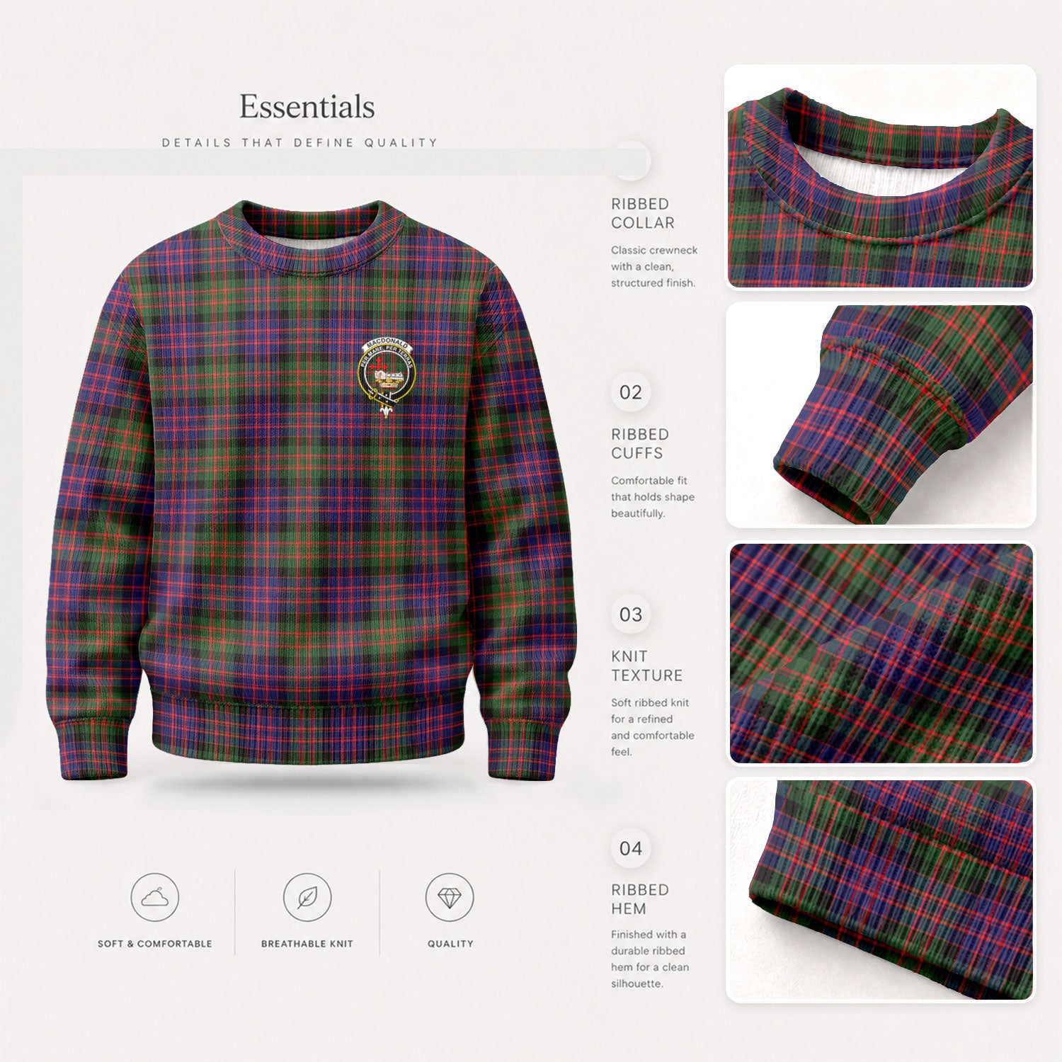MacDonald Modern Tartan Crest Sweater