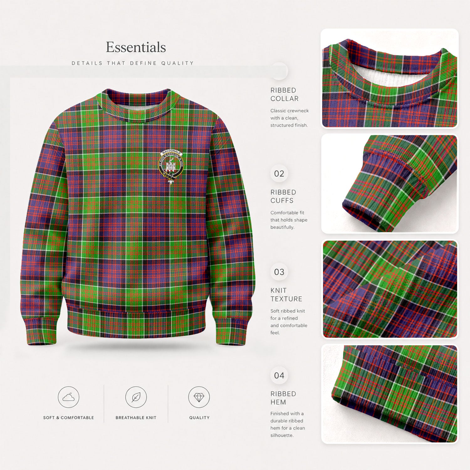 MacDonald (Clan Ranald) Tartan Crest Sweater