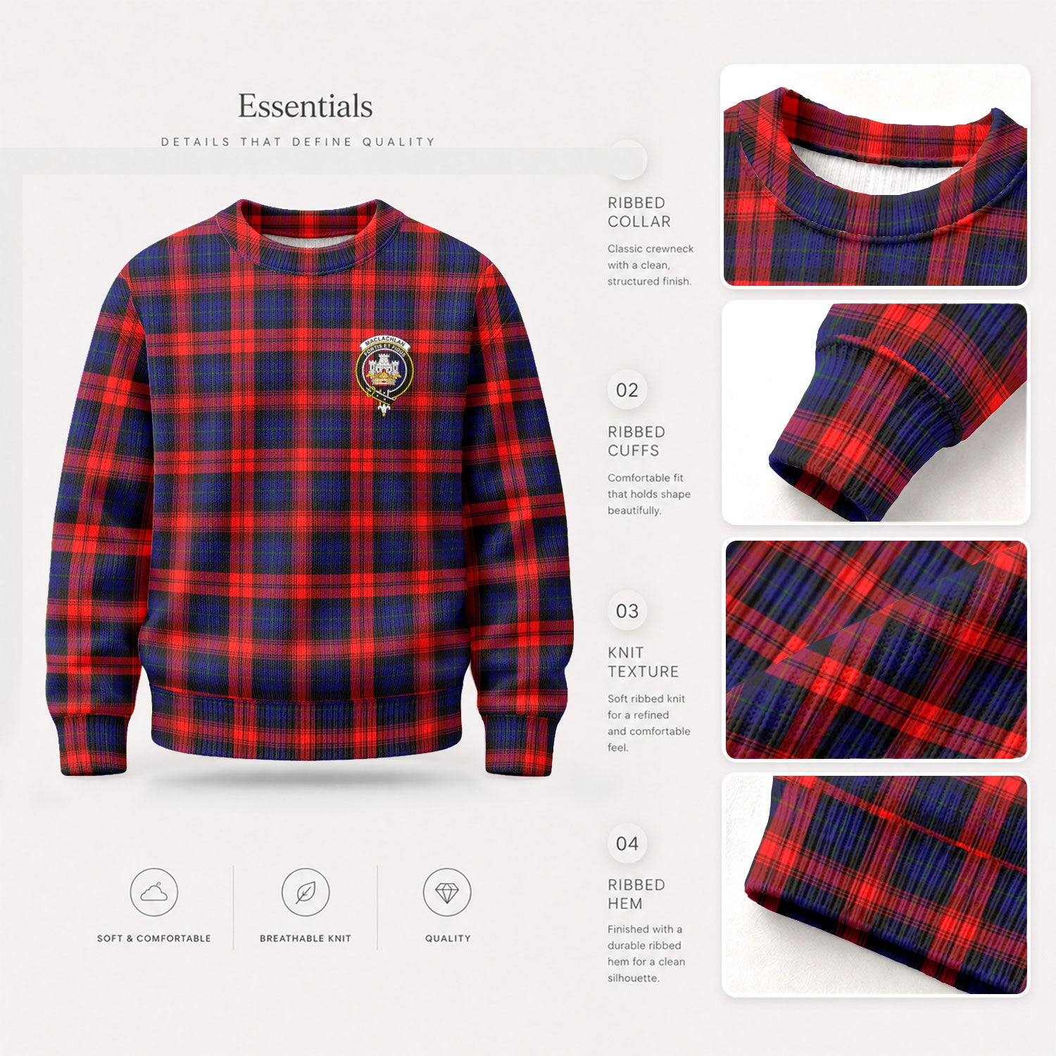 MacLachlan Modern Tartan Crest Sweater