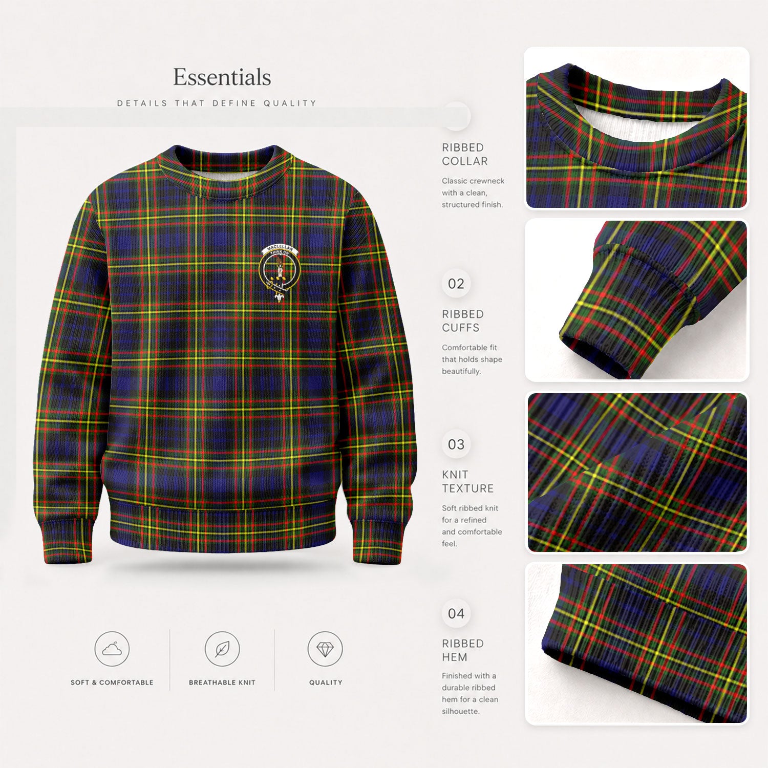MacLellan Modern Tartan Crest Sweater