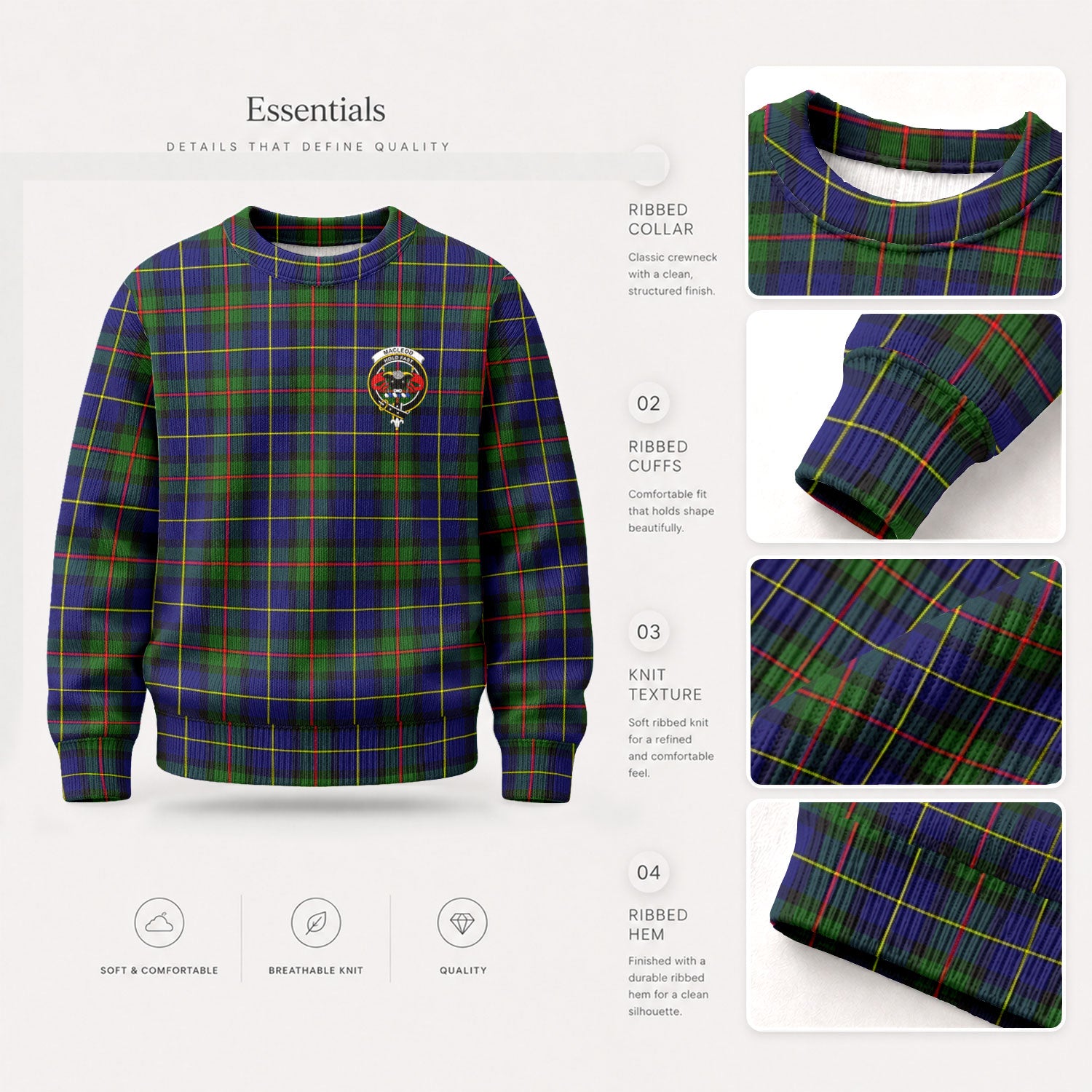 MacLeod of Harris Modern Tartan Crest Sweater
