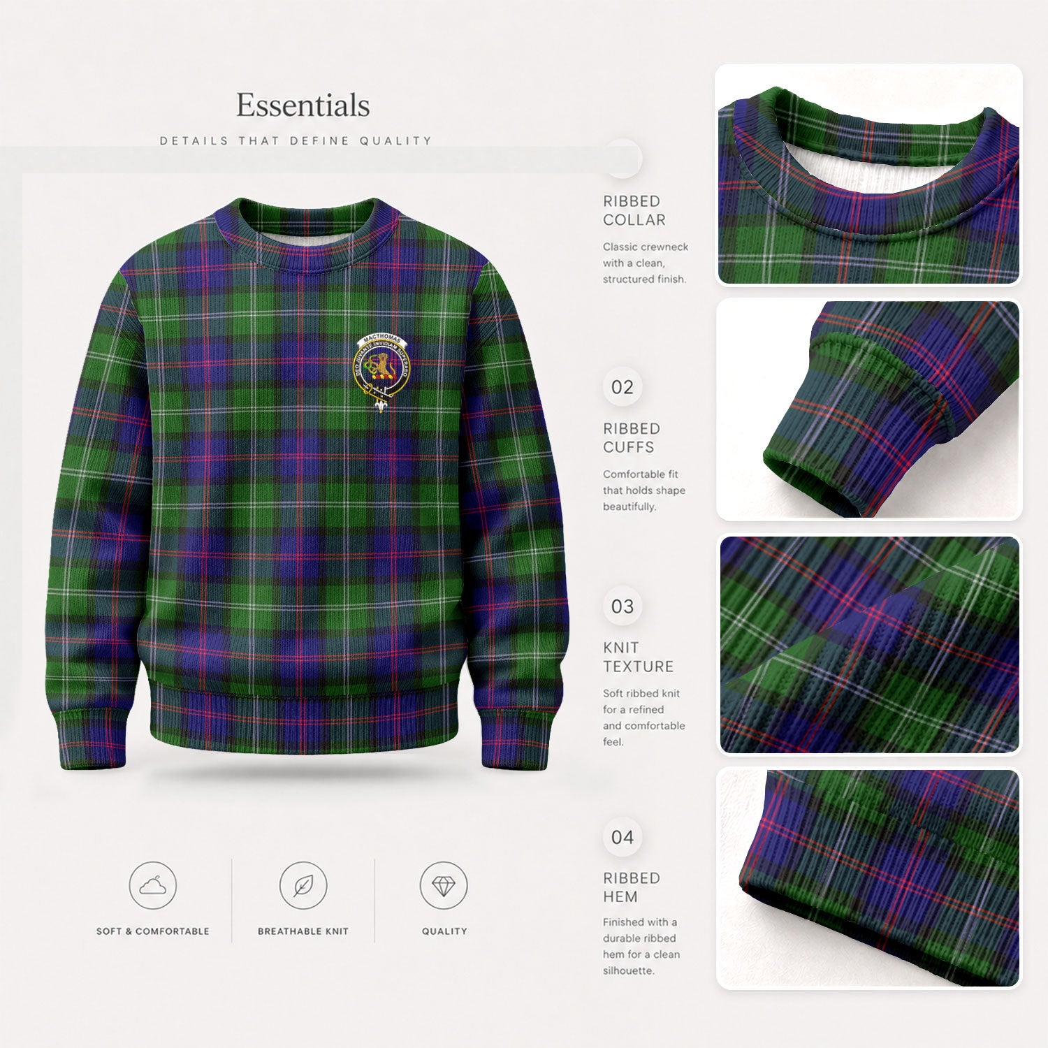 MacThomas Modern Tartan Crest Sweater
