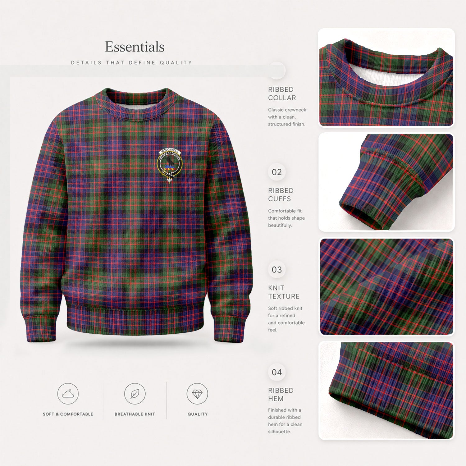 McDonnell of Glengarry Modern Tartan Crest Sweater