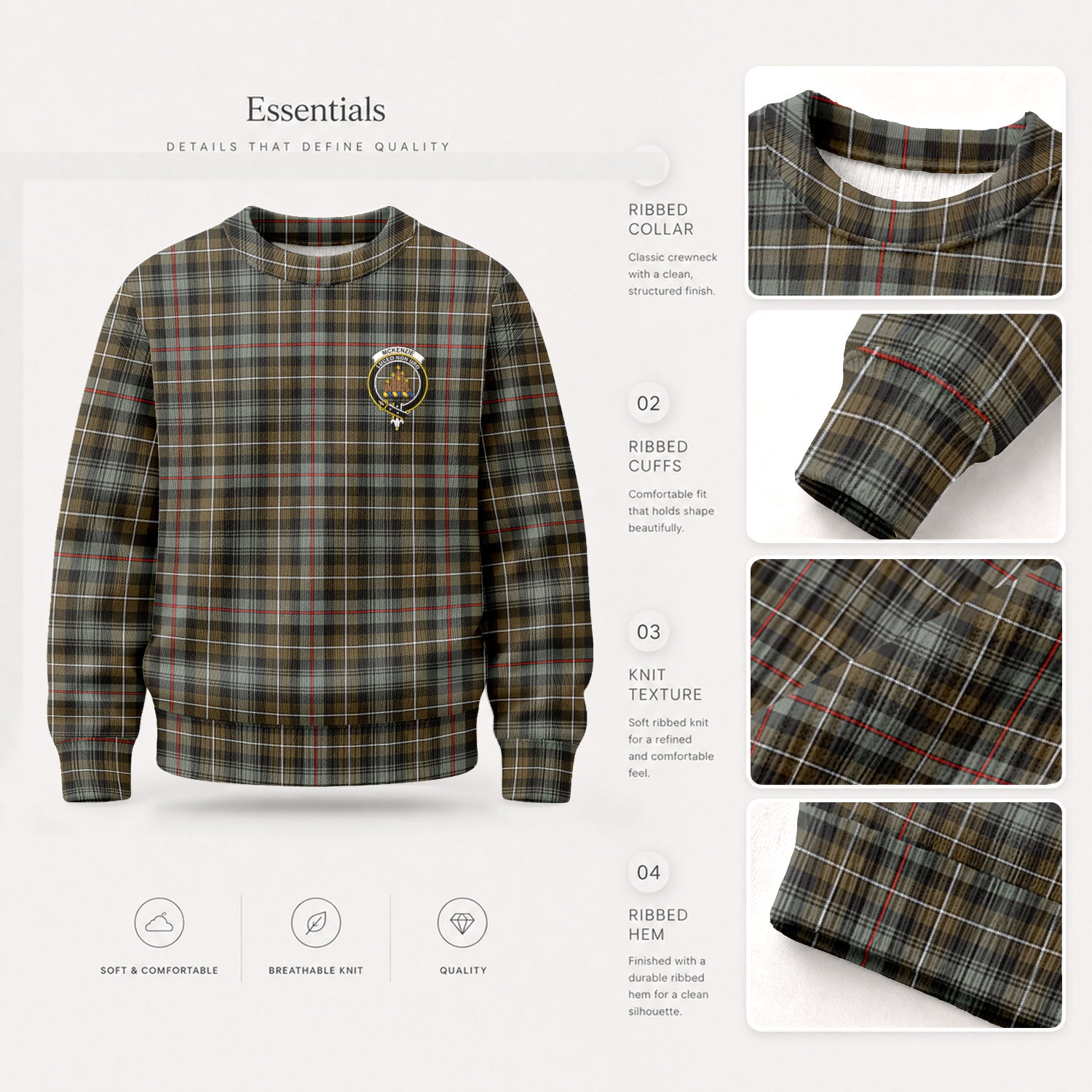 McKenzie Weathered Tartan Crest Sweater
