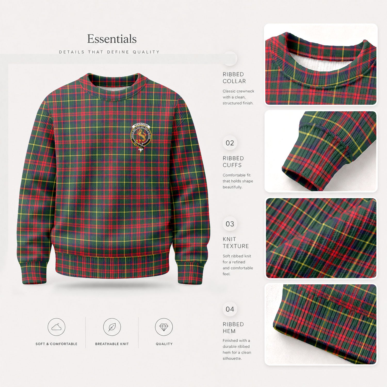 McKintosh Hunting Modern Tartan Crest Sweater