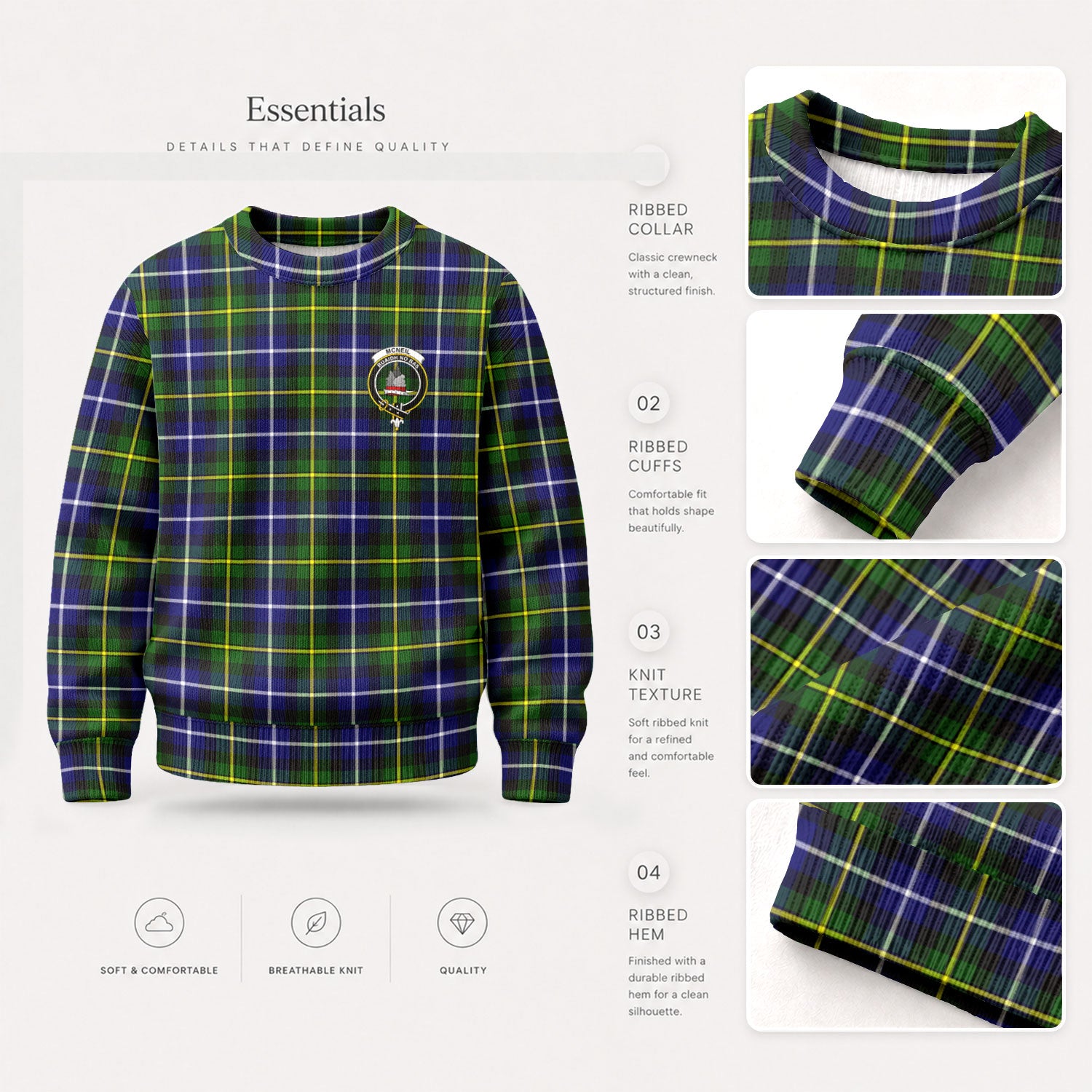 McNeil of Barra Modern Tartan Crest Sweater