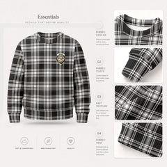 Menzies Black - White Modern Tartan Crest Sweater
