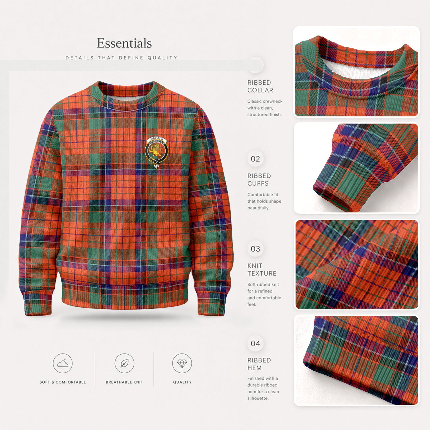 Nicolson Ancient Old Tartan Crest Sweater