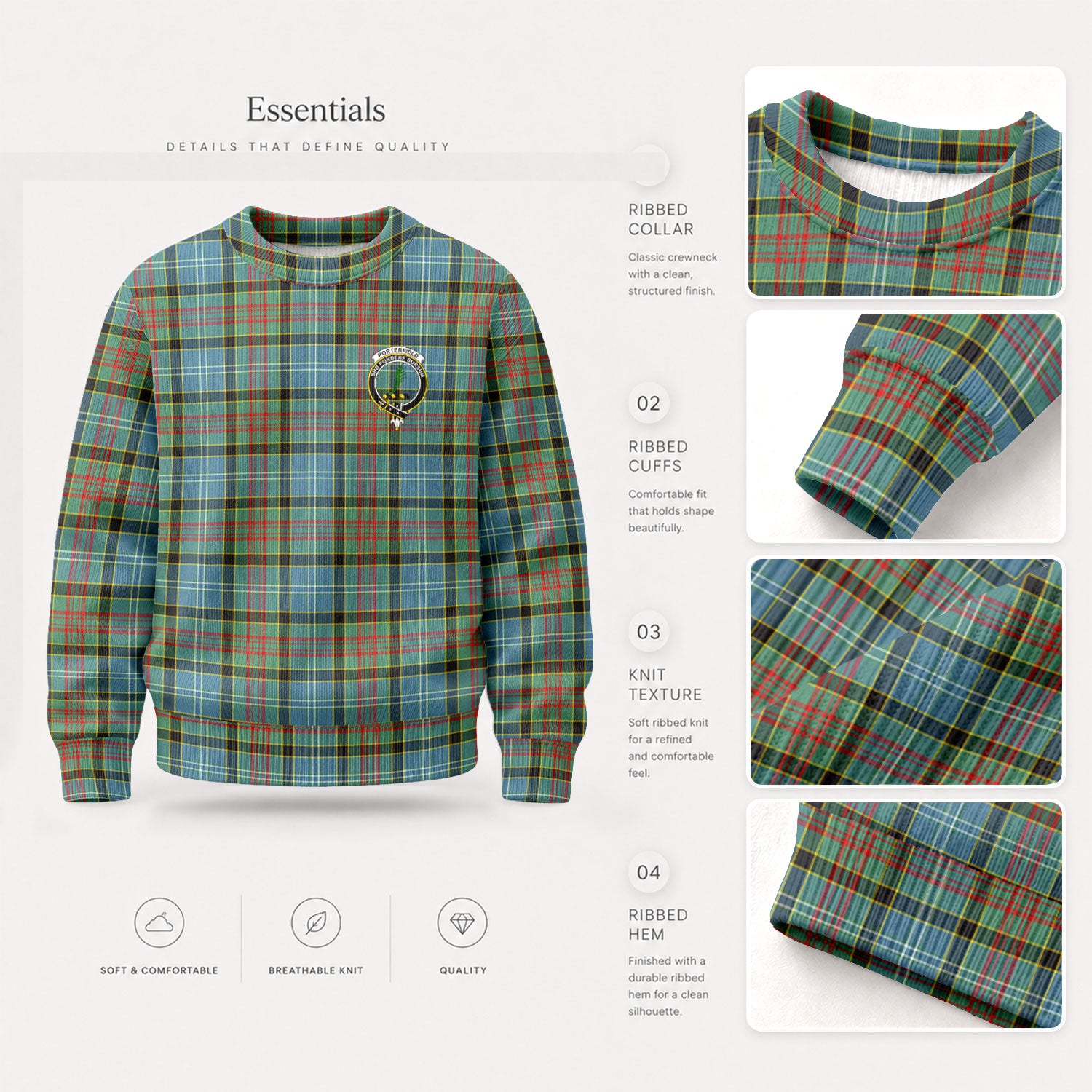 Porterfield Tartan Crest Sweater
