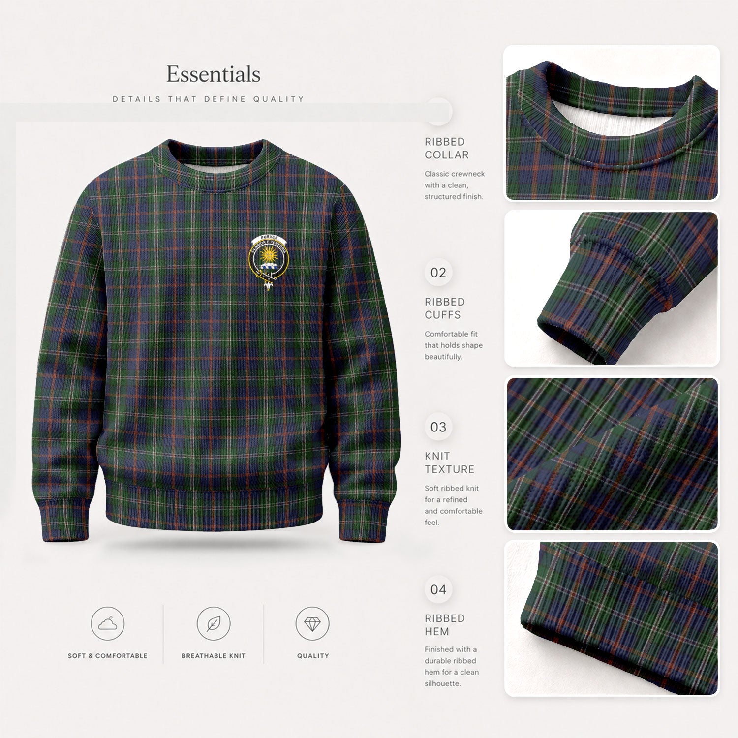 Purves Tartan Crest Sweater