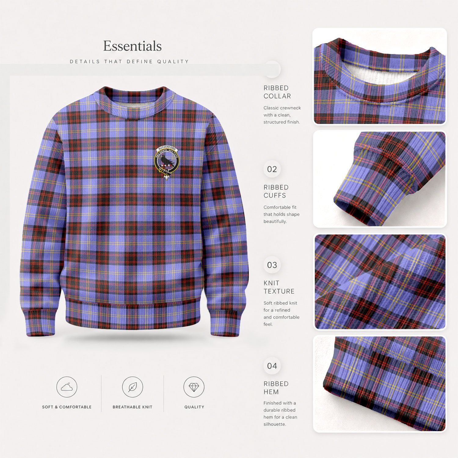 Rutherford Tartan Crest Sweater