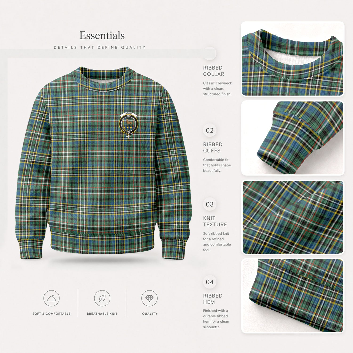 Scott Green Ancient Tartan Crest Sweater