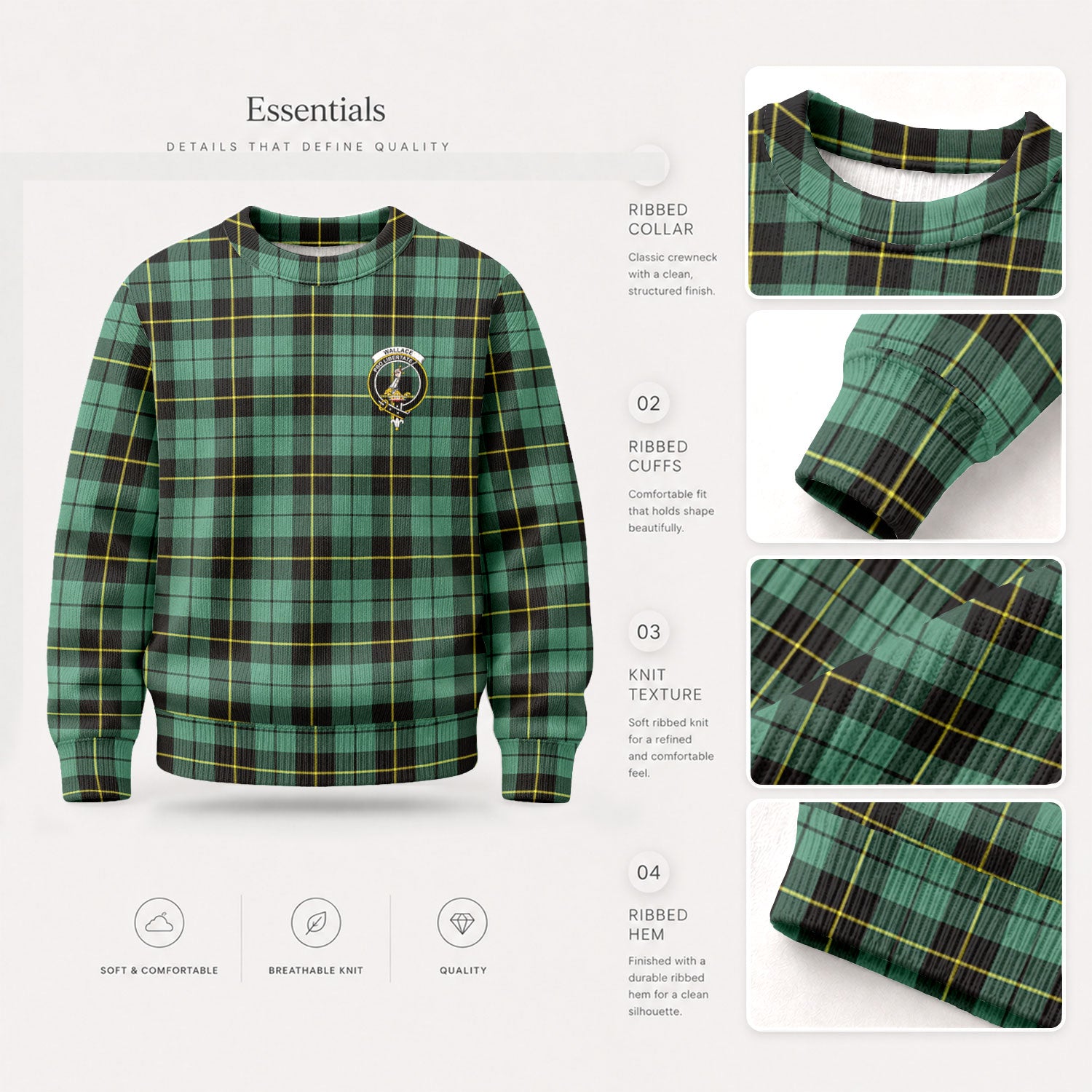 Wallace Hunting Ancient Tartan Crest Sweater