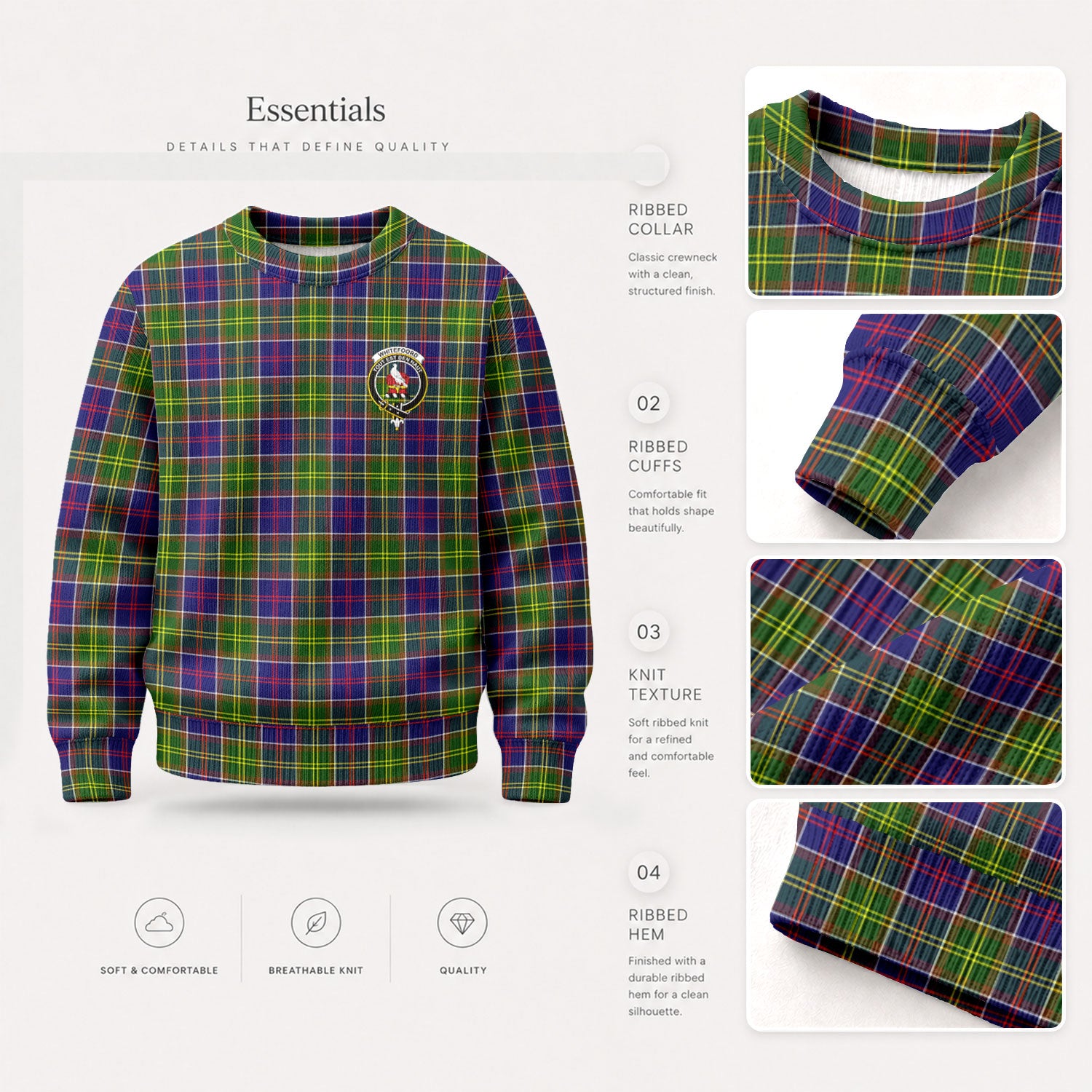 Whitefoord Tartan Crest Sweater
