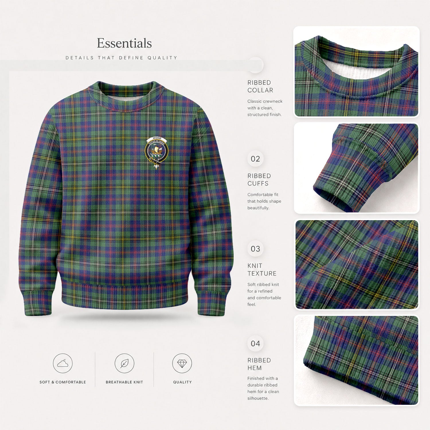Wood Tartan Crest Sweater