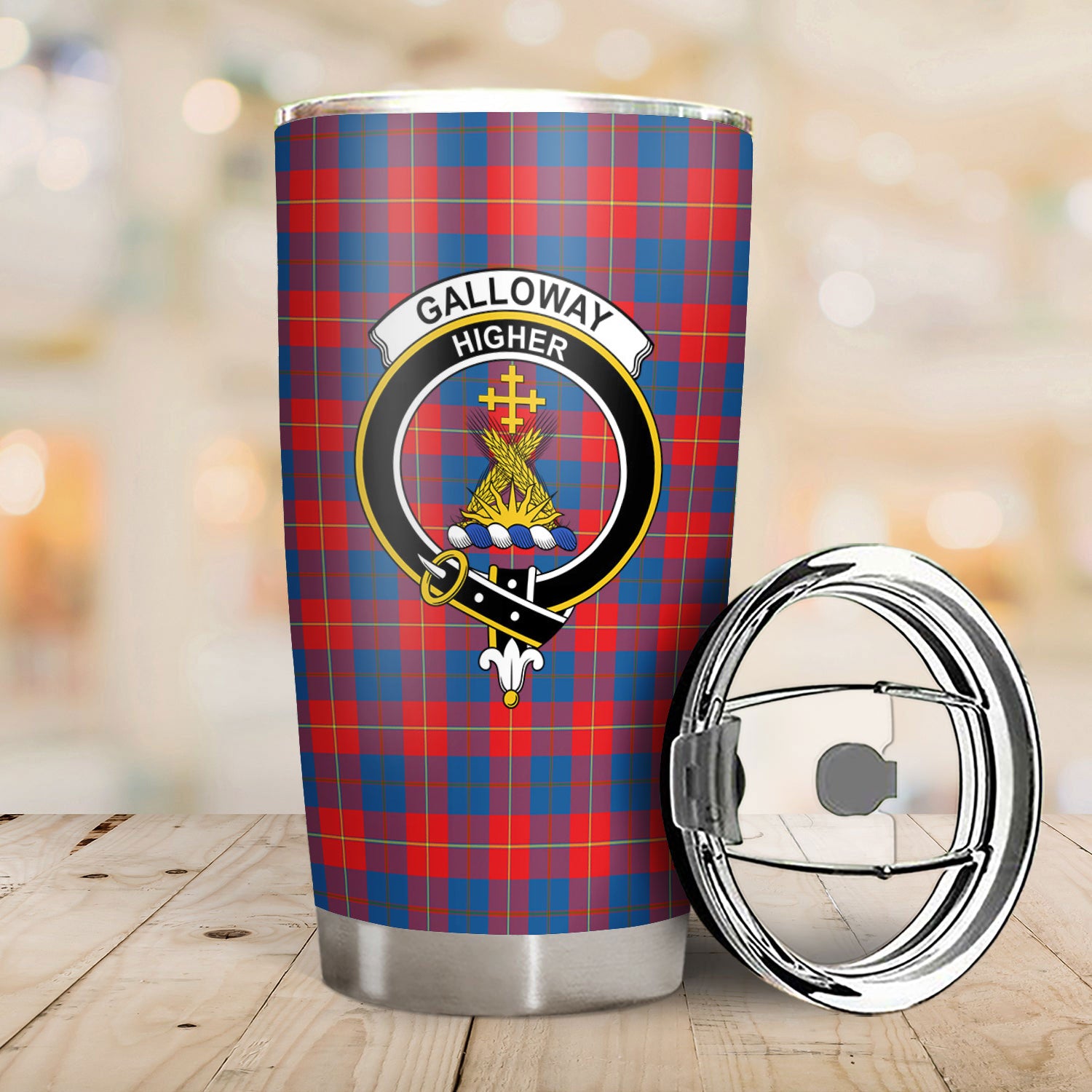 Galloway Red Tartan Crest Tumbler