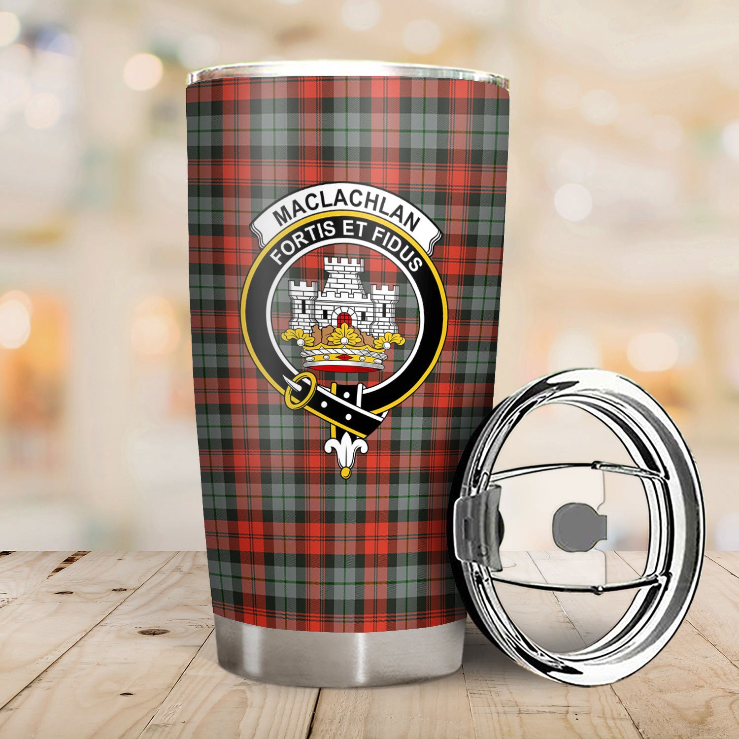 MacLachlan Weathered Tartan Crest Tumbler