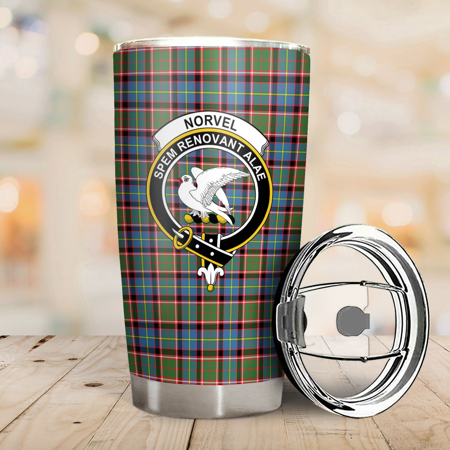 Norvel (or Norvill) Tartan Crest Tumbler