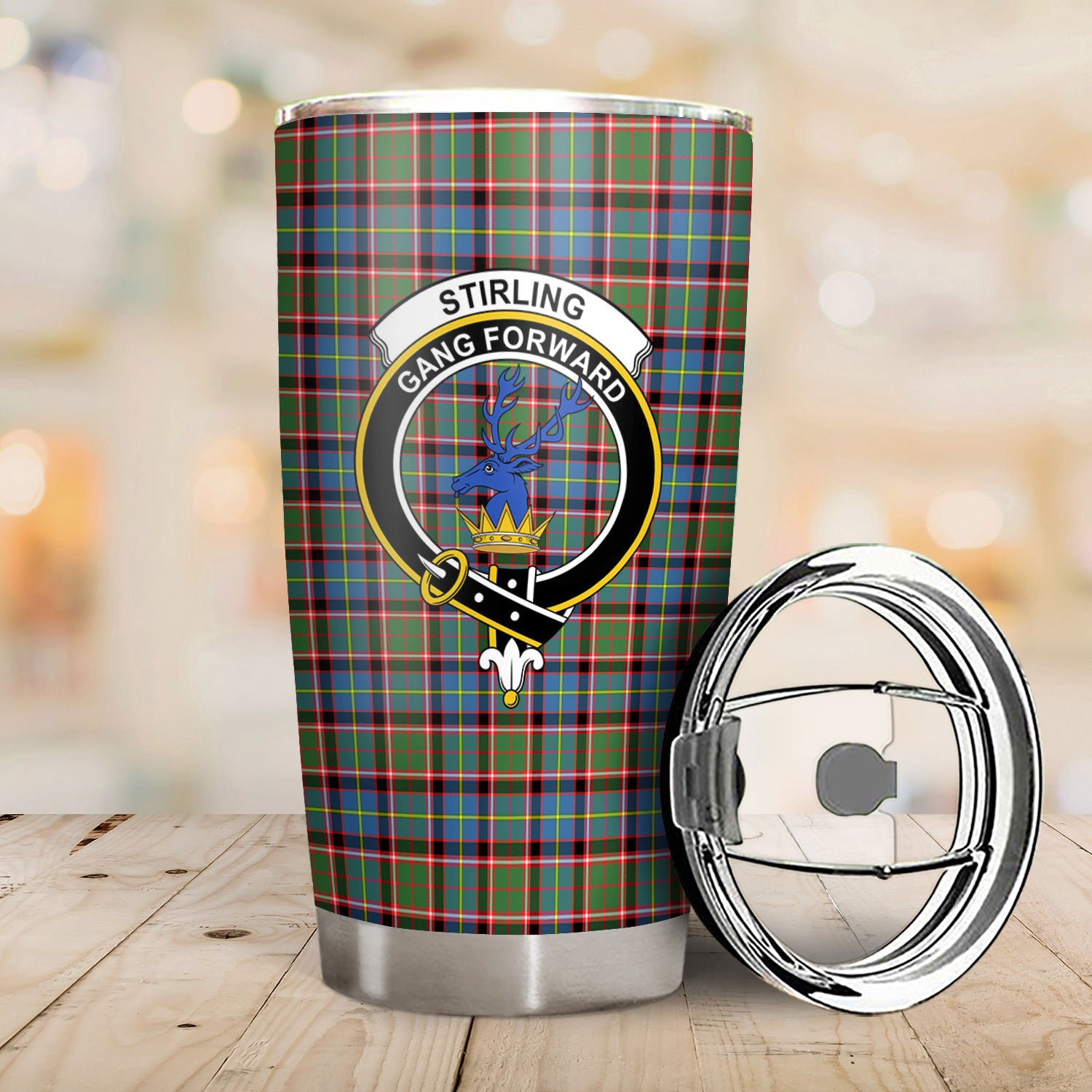 Stirling (of Cadder-Present Chief) Tartan Crest Tumbler