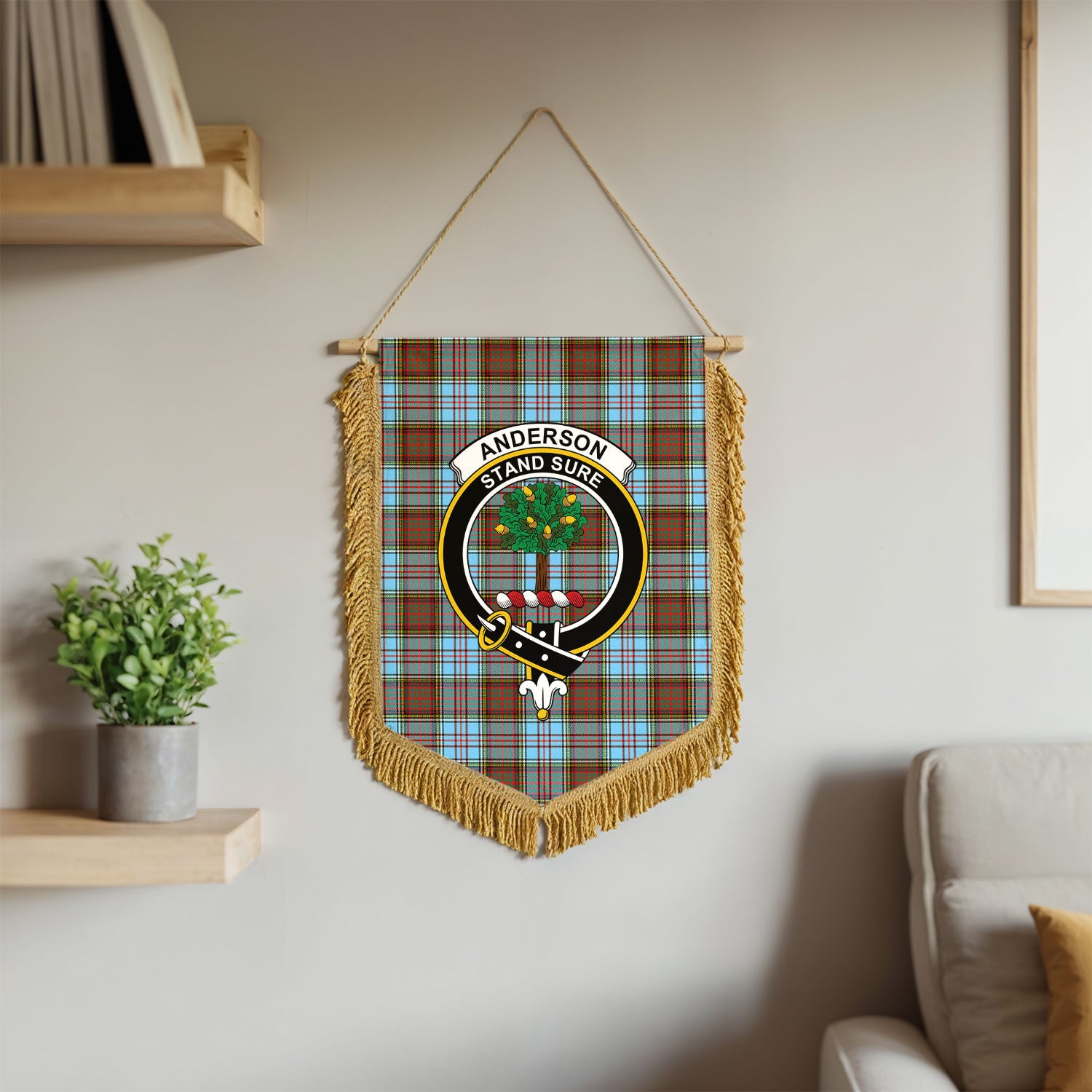 Anderson Ancient Tartan Crest Wall Hanging Banner - Wood Pole