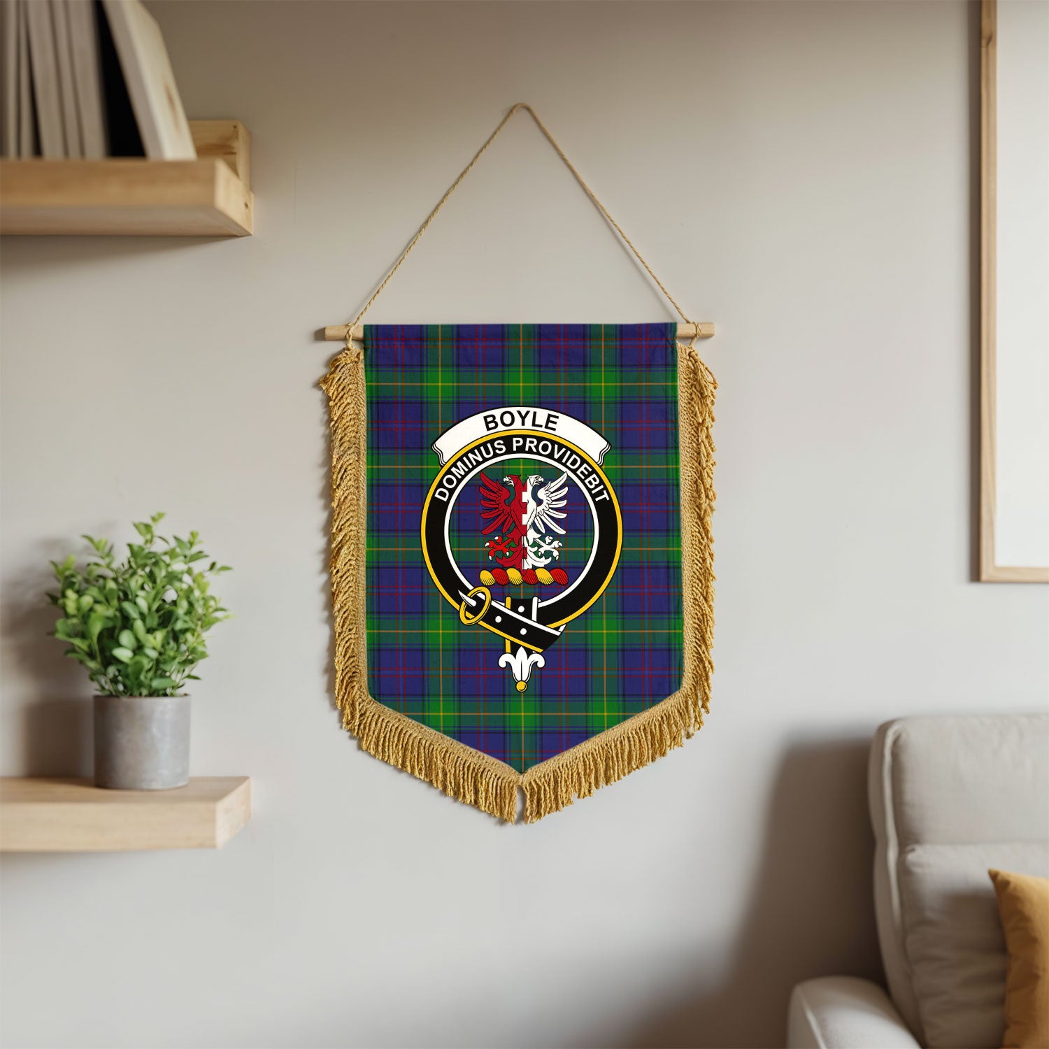 Boyle Tartan Crest Wall Hanging Banner - Wood Pole