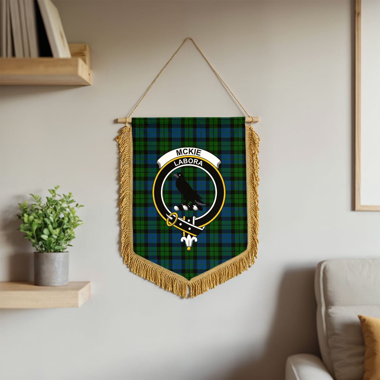 McKie Tartan Crest Wall Hanging Banner - Wood Pole