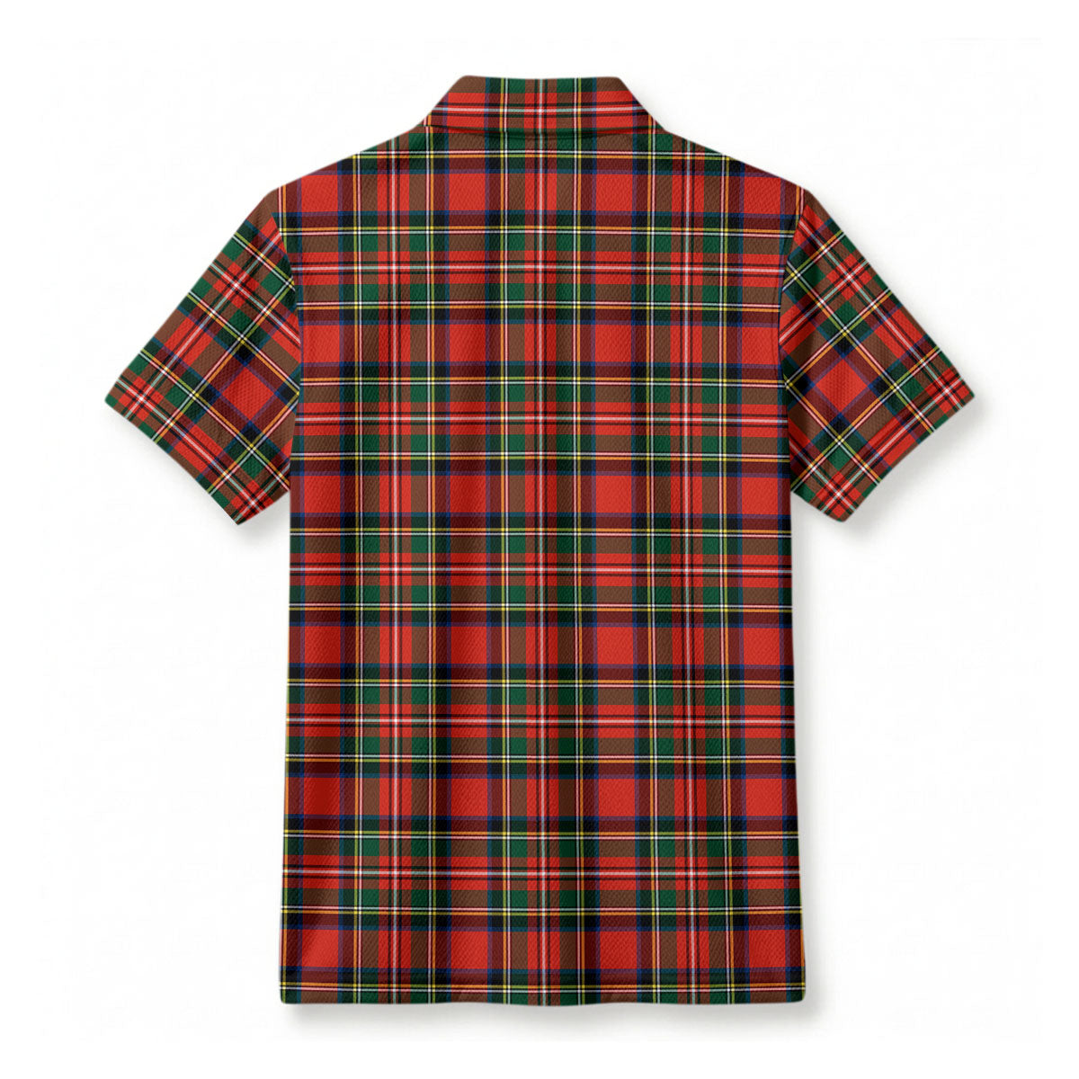 Stewart Royal Modern Tartan Crest Birdseye Mesh Polo Shirt