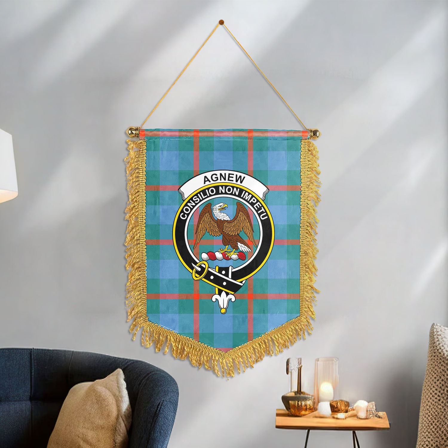 Agnew Ancient Tartan Crest Wall Hanging Banner