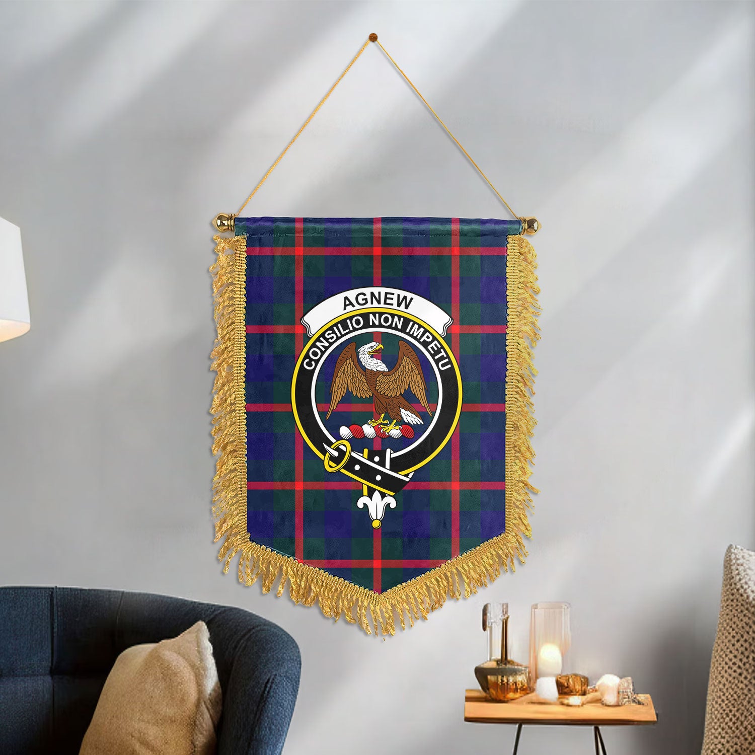 Agnew Modern Tartan Crest Wall Hanging Banner