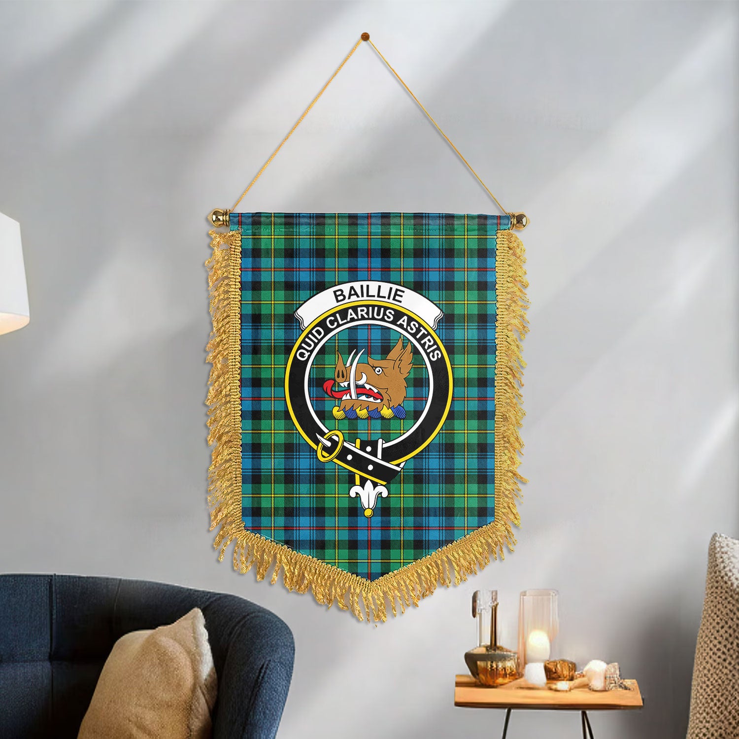 Baillie Ancient Tartan Crest Wall Hanging Banner