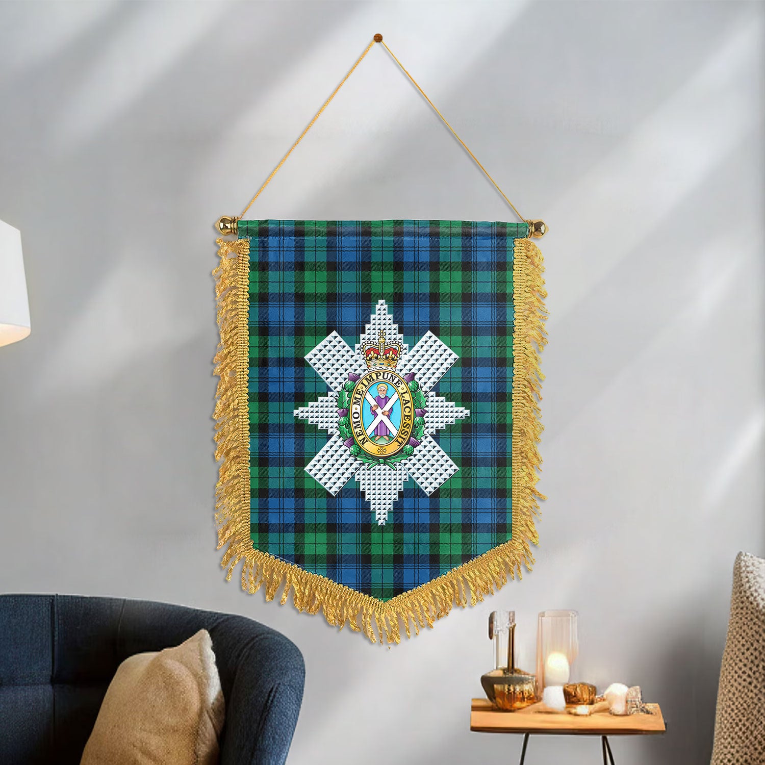 Black Watch Ancient Tartan Crest Wall Hanging Banner