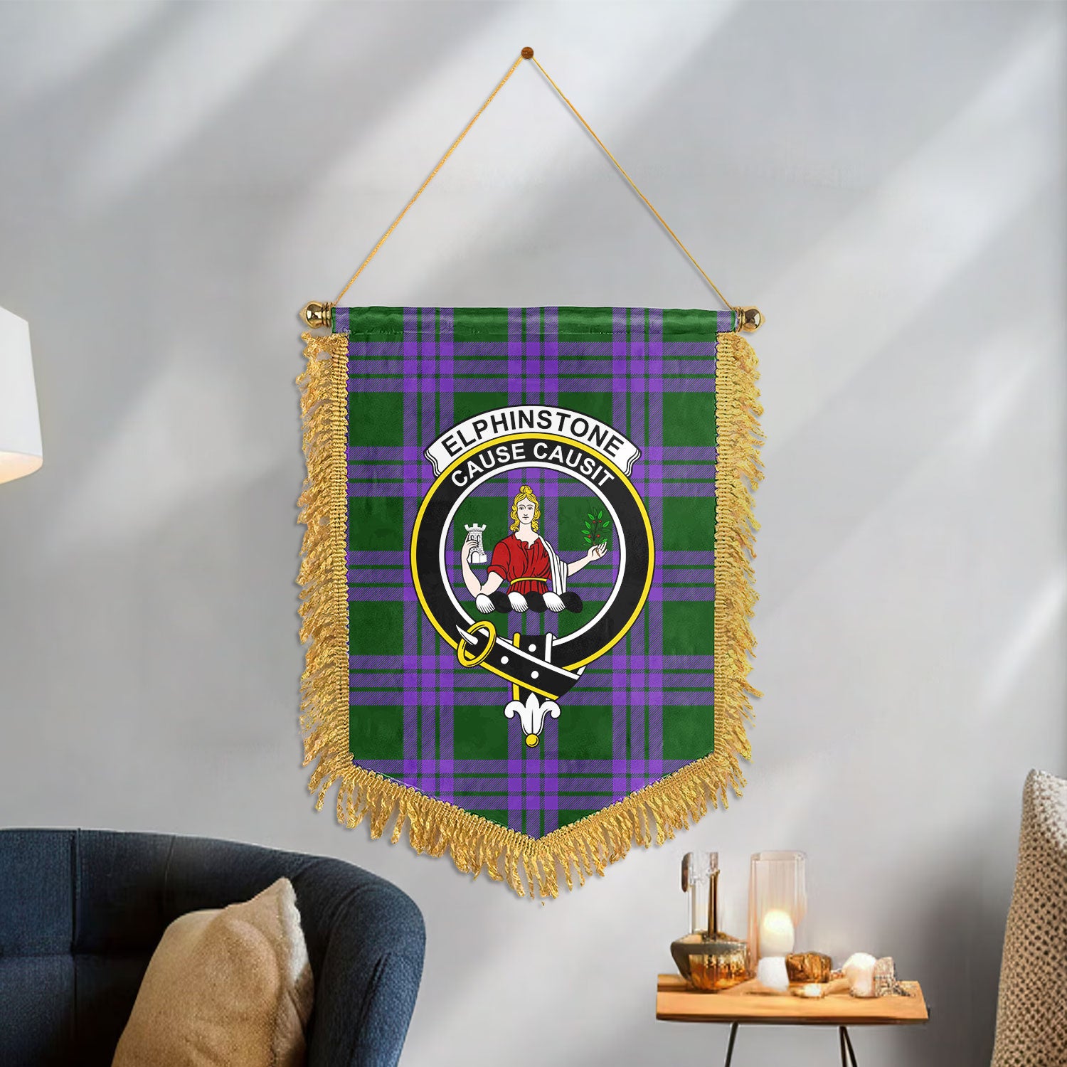 Elphinstone Tartan Crest Wall Hanging Banner