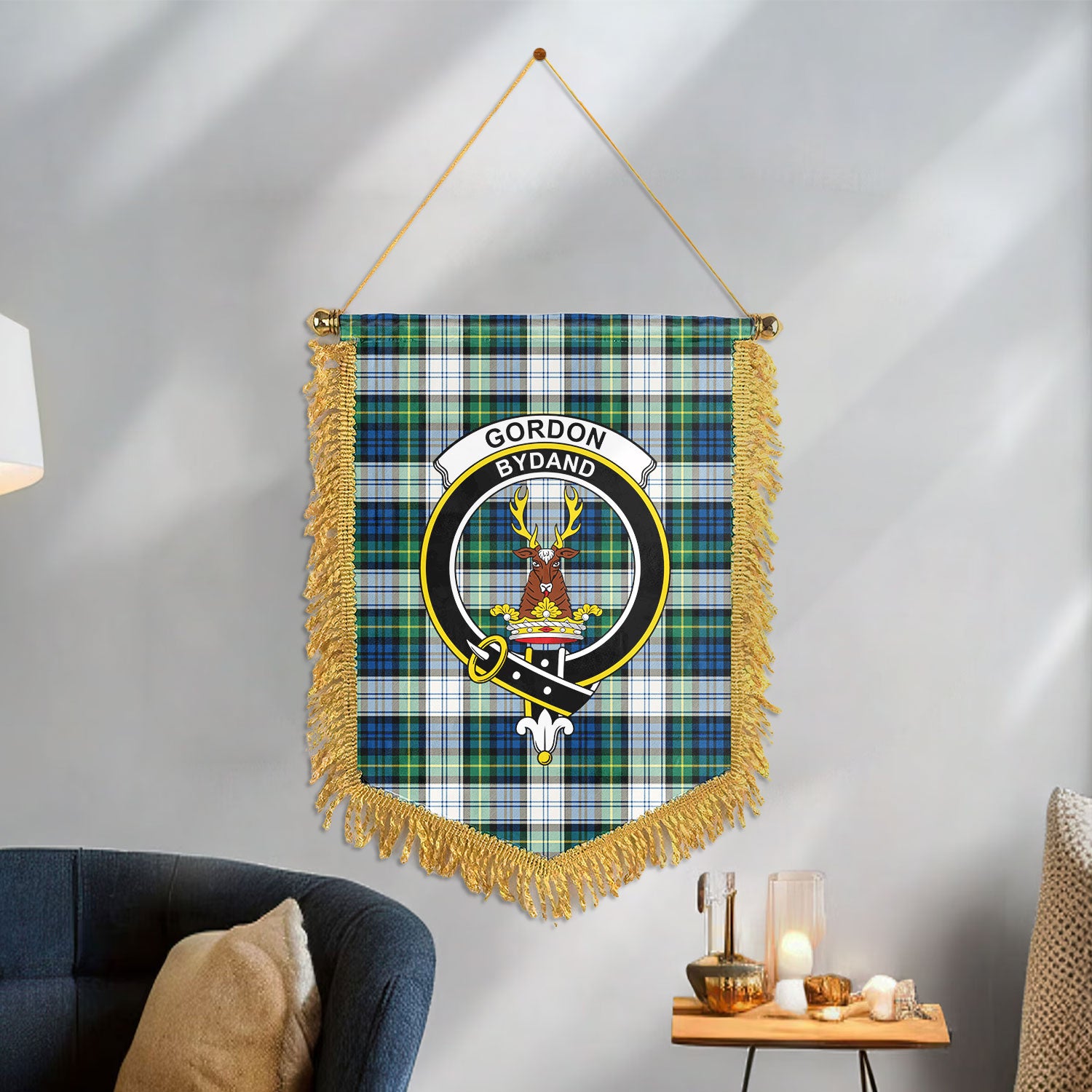 Gordon Dress Ancient Tartan Crest Wall Hanging Banner