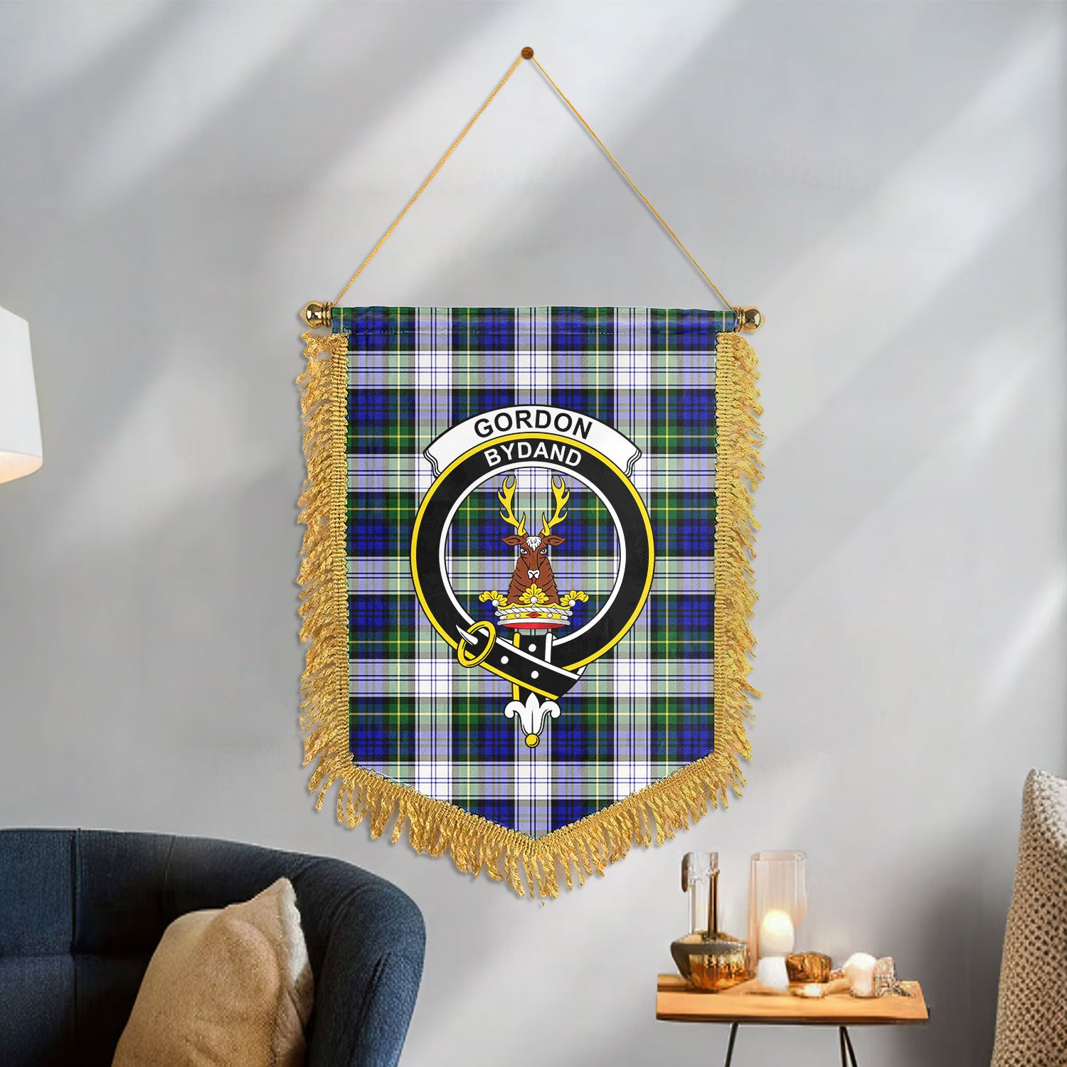 Gordon Dress Modern Tartan Crest Wall Hanging Banner