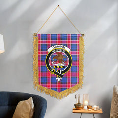 Graham of Menteith Red Tartan Crest Wall Hanging Banner