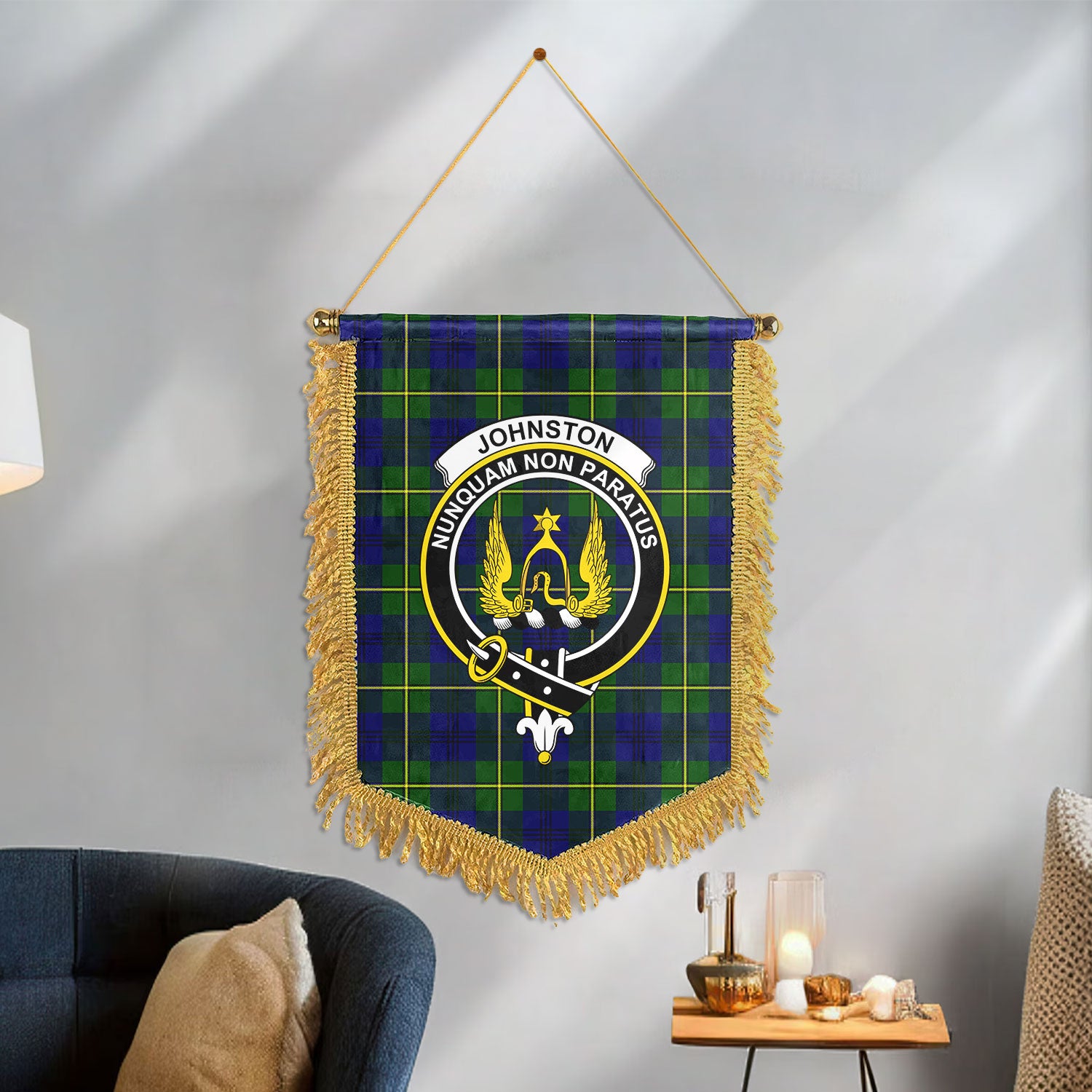 Johnston Modern Tartan Crest Wall Hanging Banner