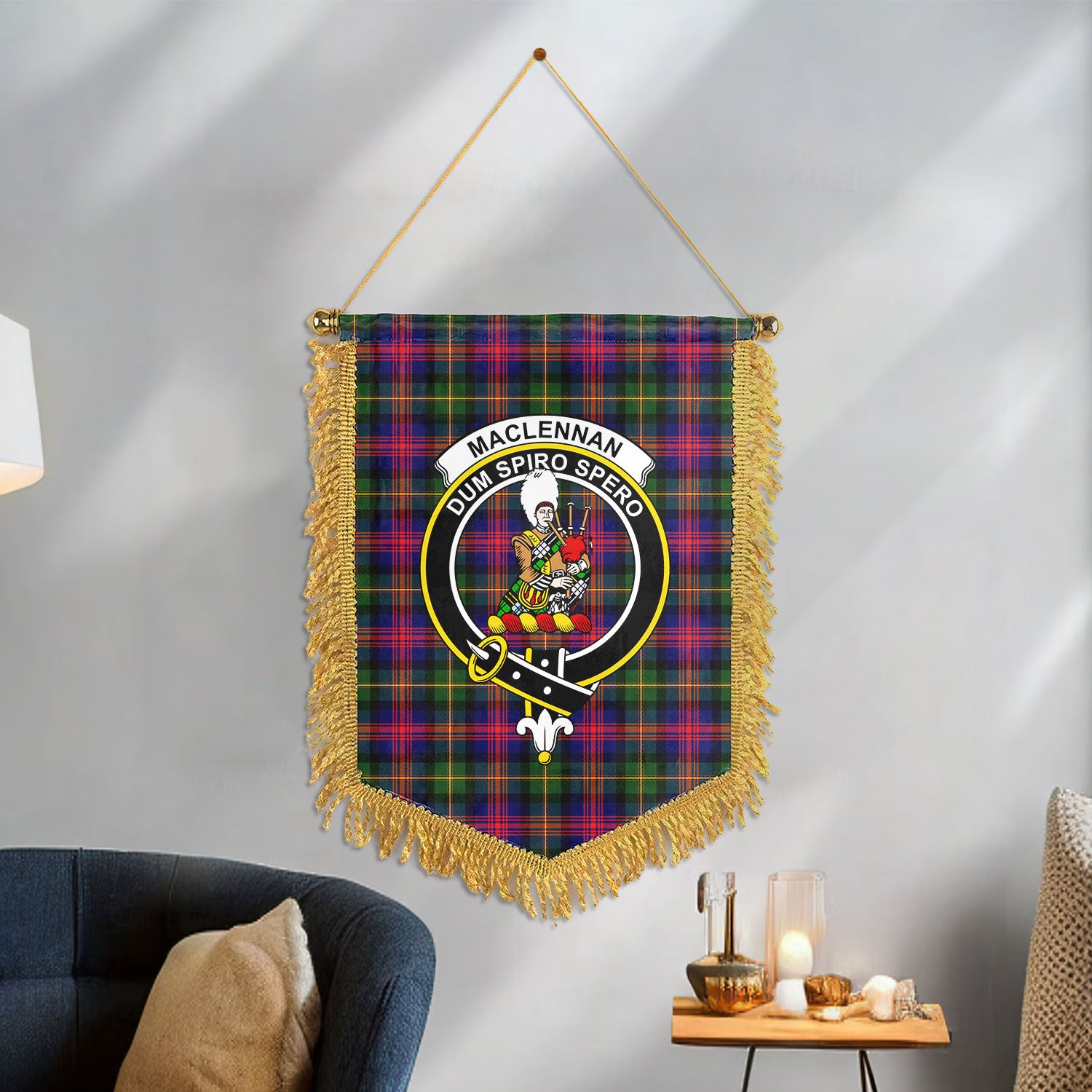 MacLennan Modern Tartan Crest Wall Hanging Banner