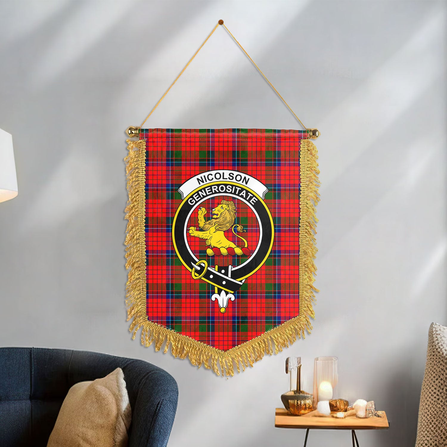 Nicolson Modern Tartan Crest Wall Hanging Banner