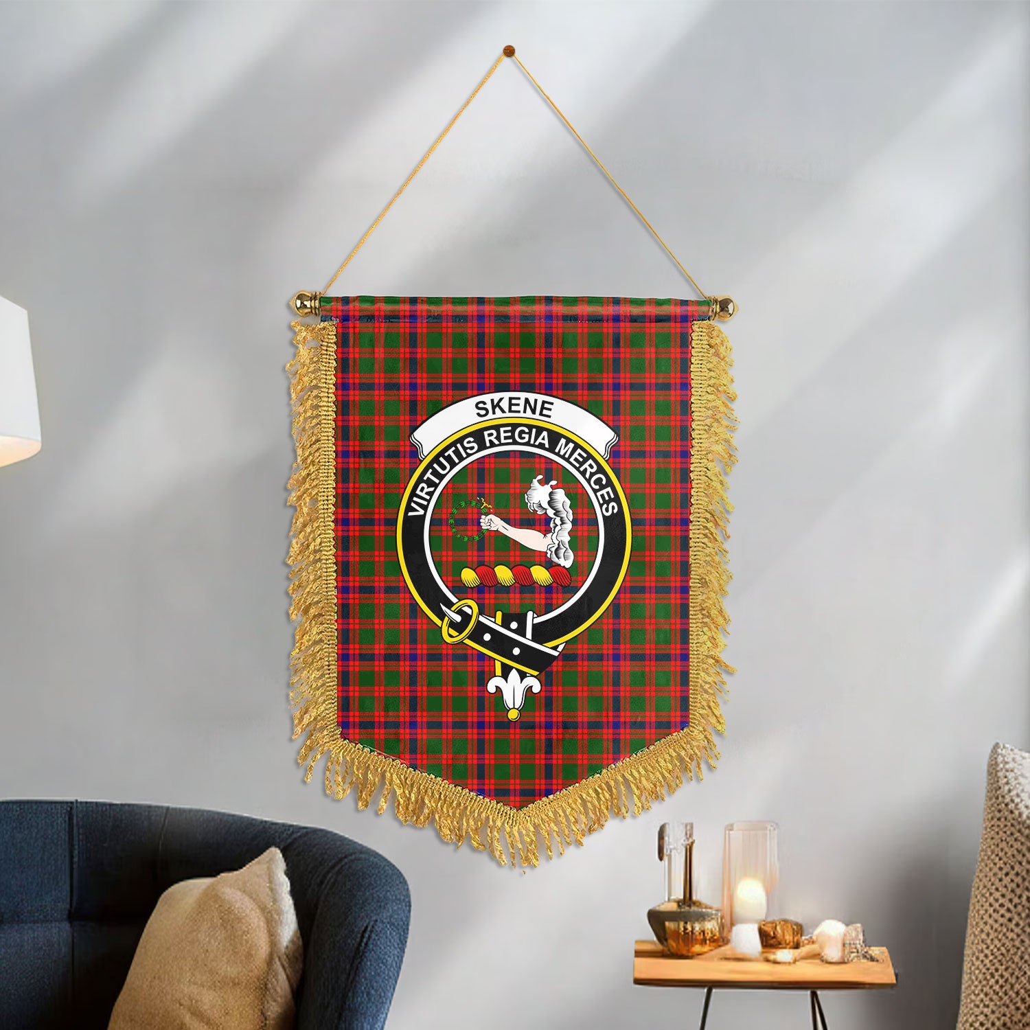 Skene Modern Tartan Crest Wall Hanging Banner